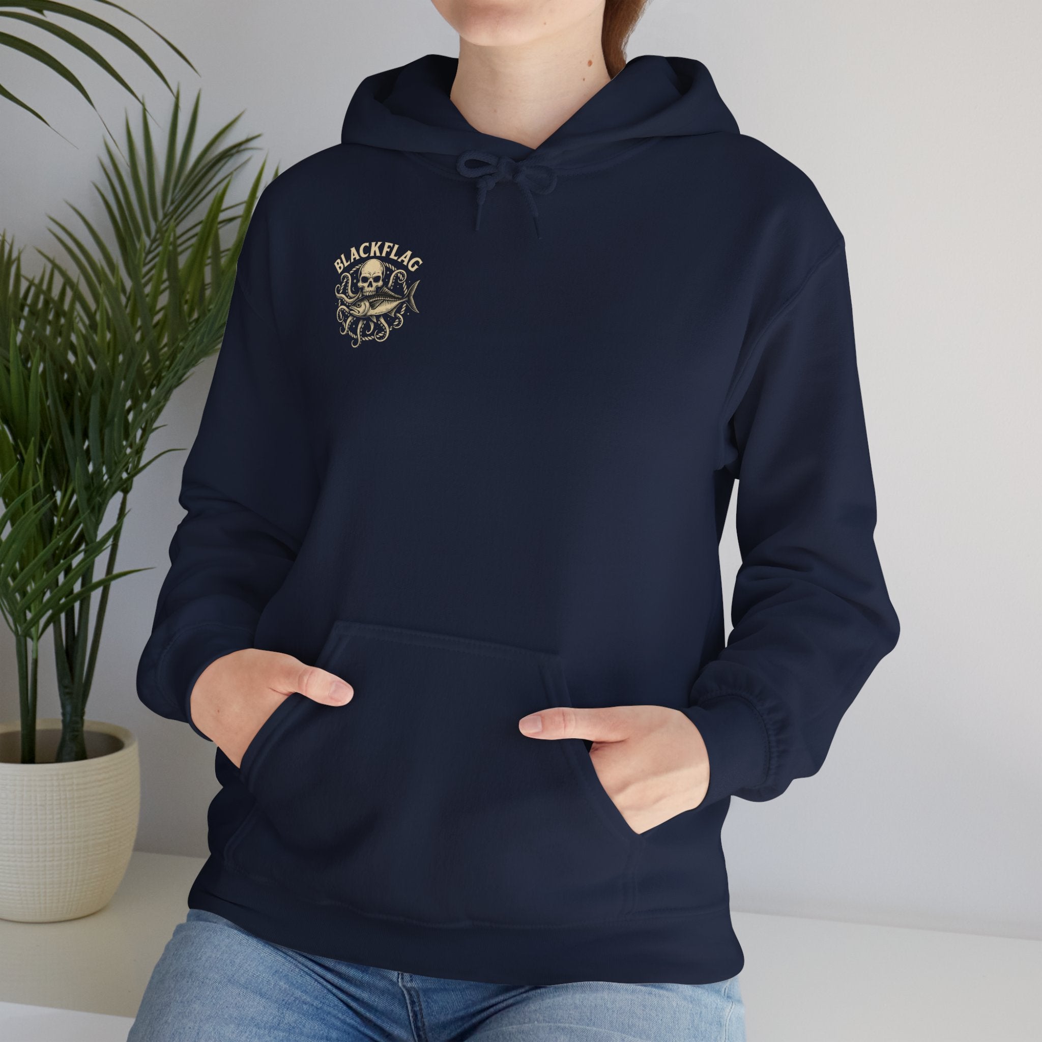 BlackFlag Skull & Octopus Hoodie, Unisex Sweatshirt, Casual Wear, Alternative Fashion, Perfect for Music Fans, Gift Idea for Festivals