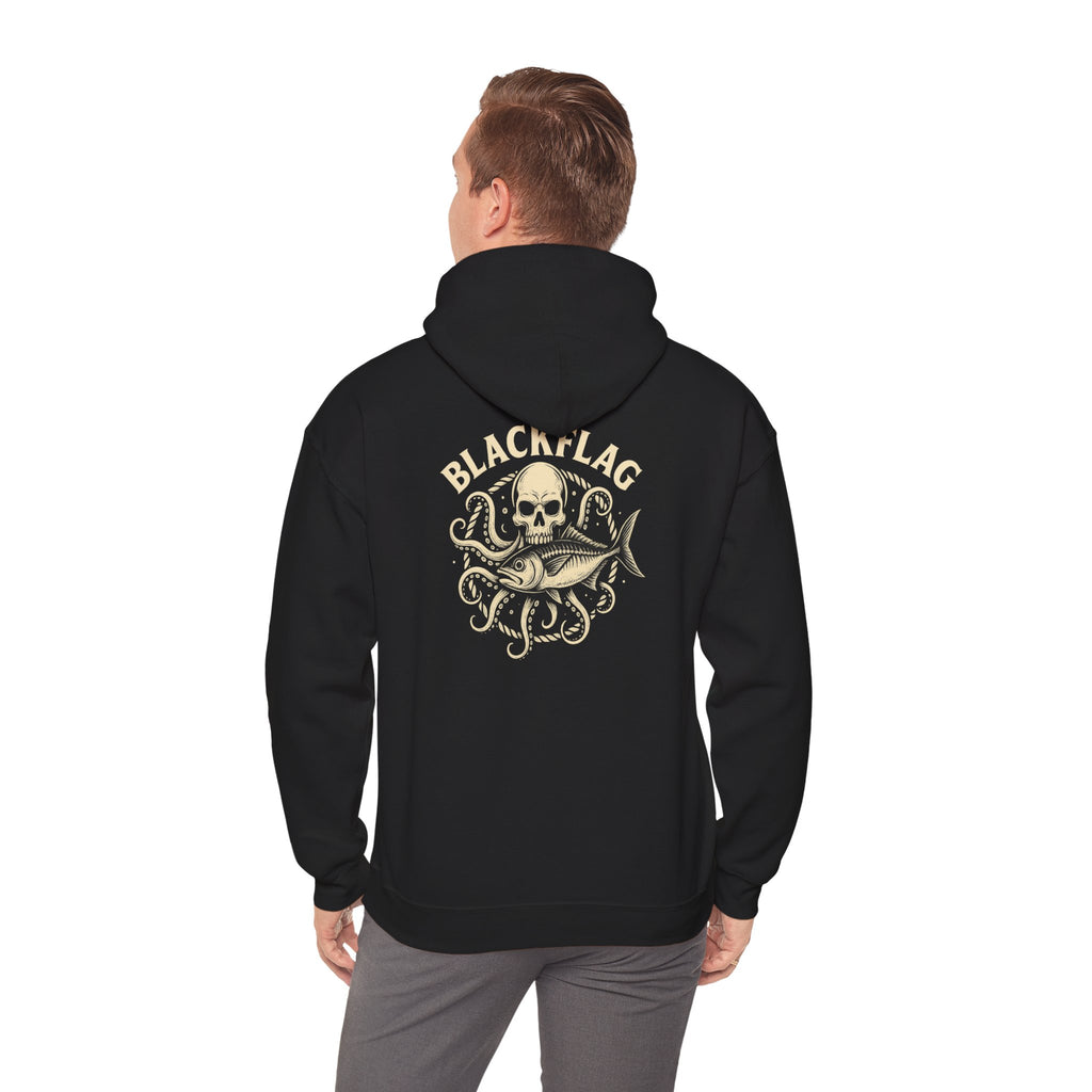 BlackFlag Skull & Octopus Hoodie, Unisex Sweatshirt, Casual Wear, Alternative Fashion, Perfect for Music Fans, Gift Idea for Festivals