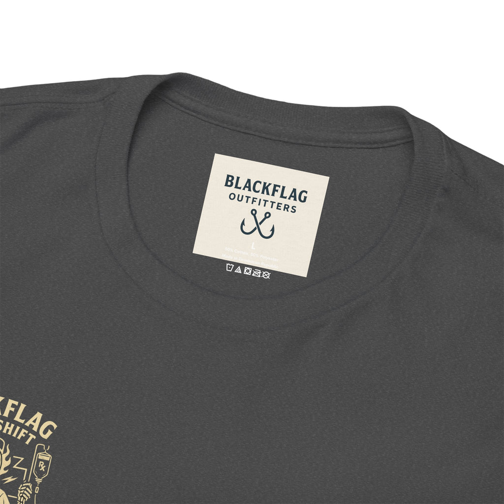 Blackflag Night Shift Unisex Tee - Full Throttle Motorcycle Shirt, Biker Apparel, Casual Wear, Gift for Riders, Vintage Style