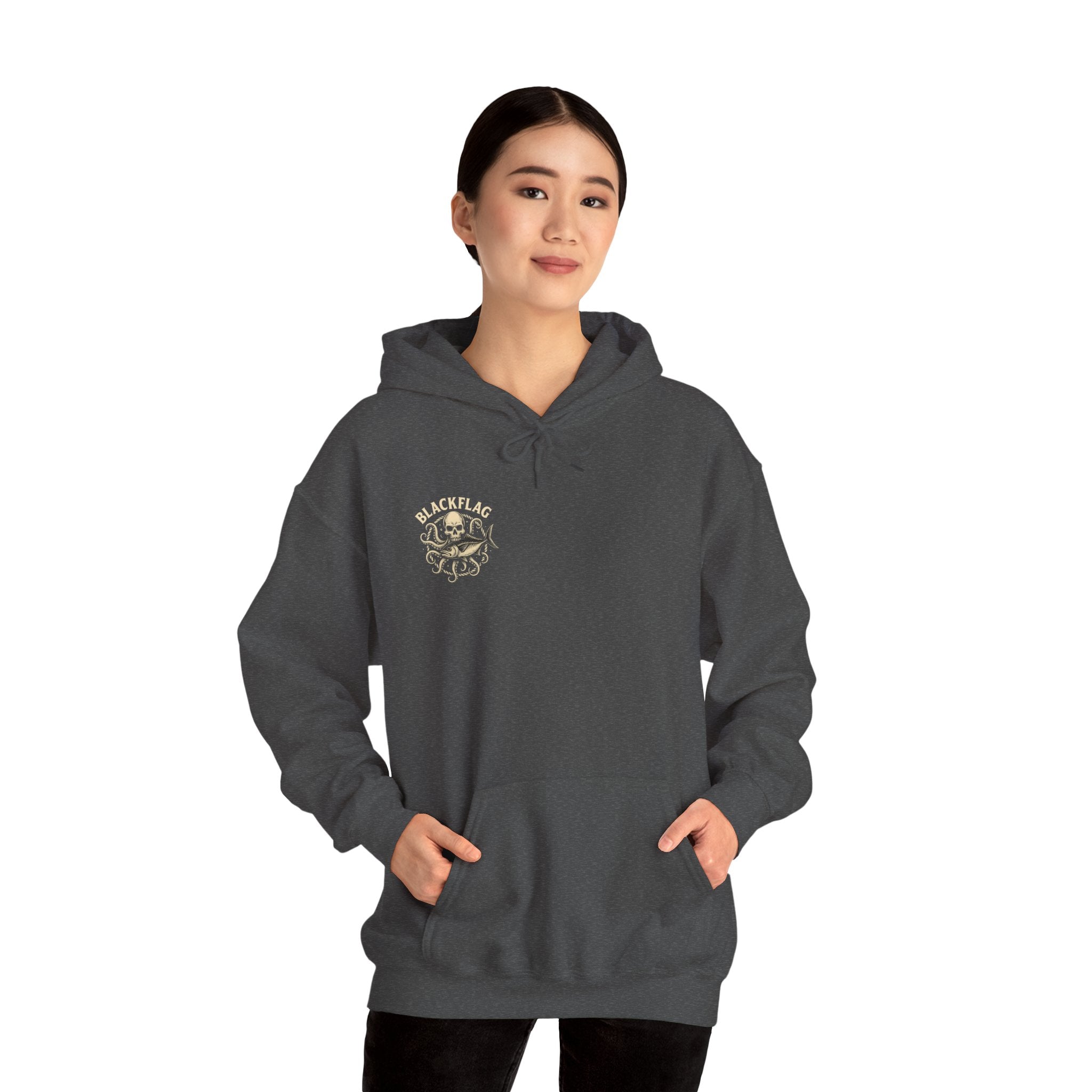 BlackFlag Skull & Octopus Hoodie, Unisex Sweatshirt, Casual Wear, Alternative Fashion, Perfect for Music Fans, Gift Idea for Festivals