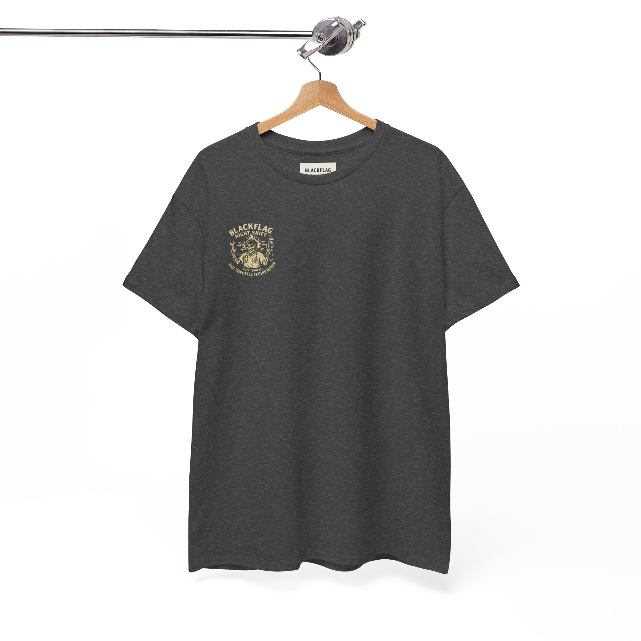 Blackflag Night Shift Unisex Tee - Full Throttle Motorcycle Shirt, Biker Apparel, Casual Wear, Gift for Riders, Vintage Style
