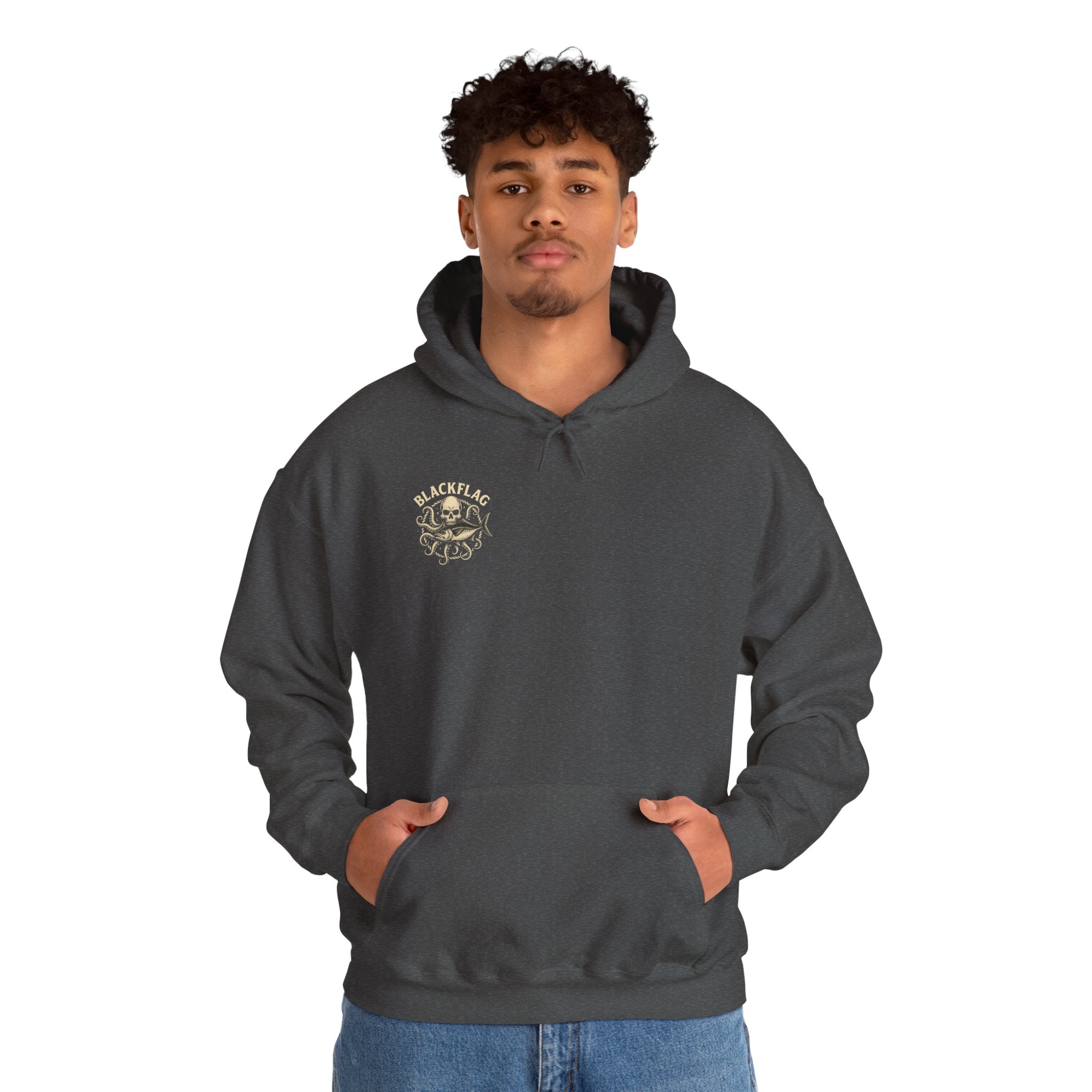 BlackFlag Skull & Octopus Hoodie, Unisex Sweatshirt, Casual Wear, Alternative Fashion, Perfect for Music Fans, Gift Idea for Festivals