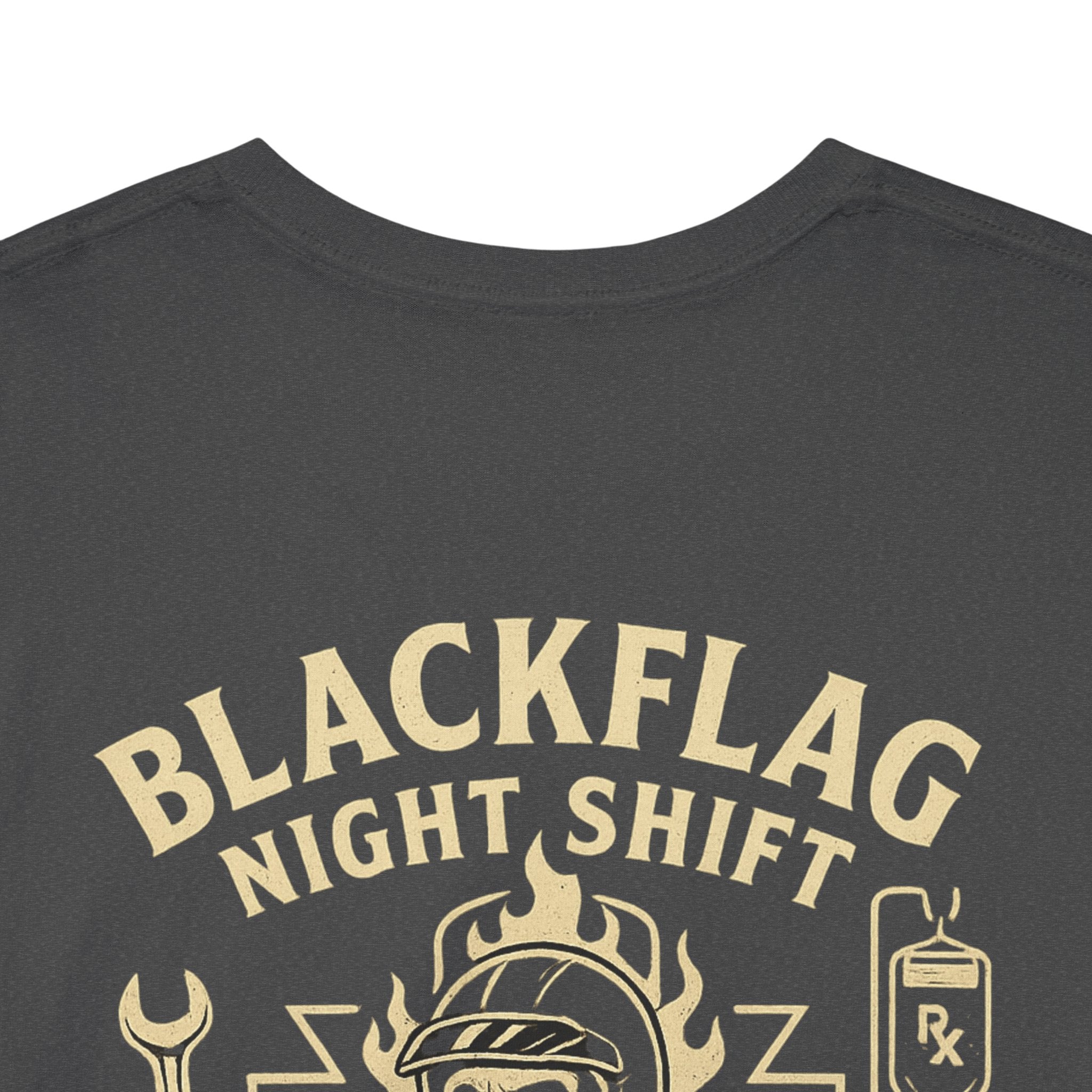 Blackflag Night Shift Unisex Tee - Full Throttle Motorcycle Shirt, Biker Apparel, Casual Wear, Gift for Riders, Vintage Style