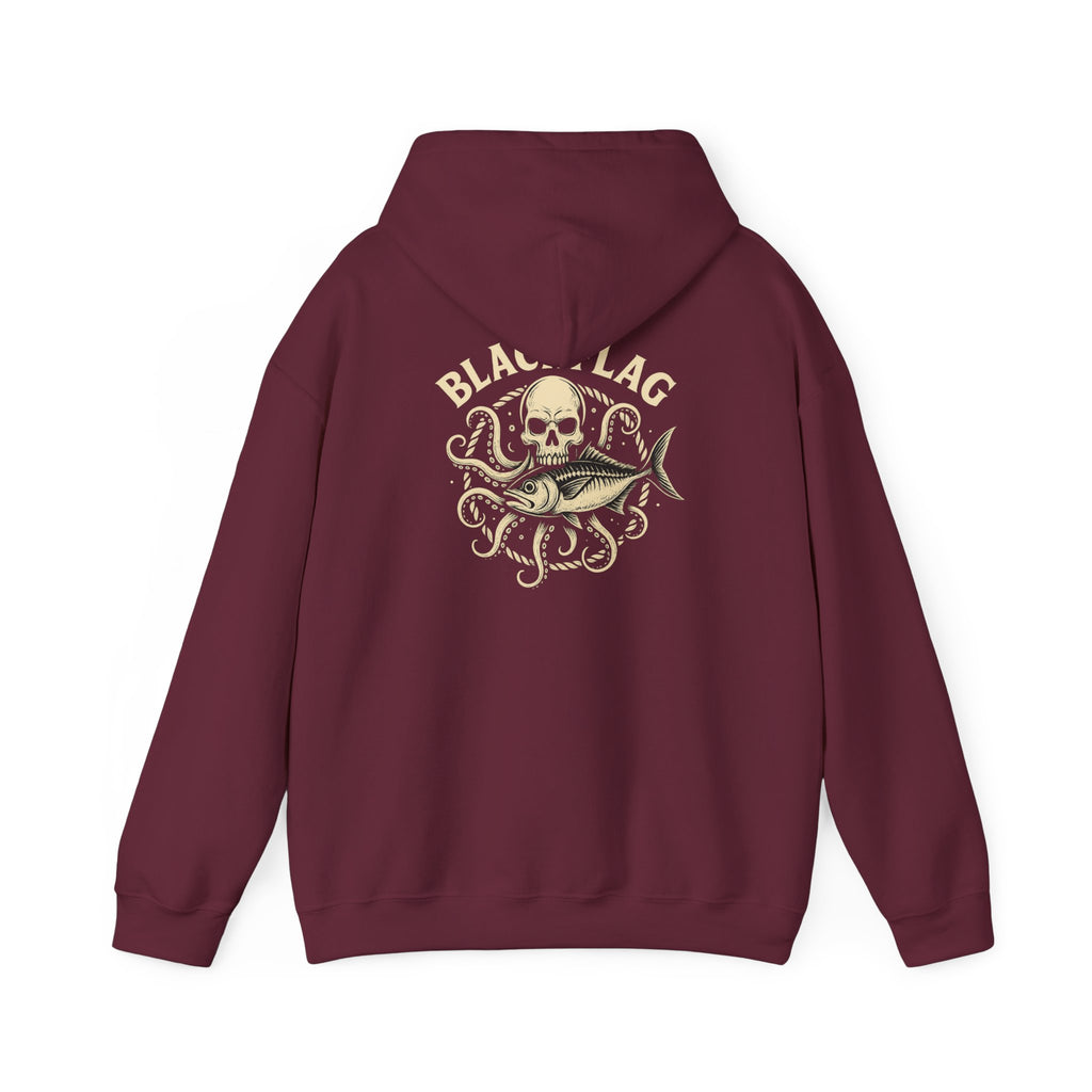 BlackFlag Skull & Octopus Hoodie, Unisex Sweatshirt, Casual Wear, Alternative Fashion, Perfect for Music Fans, Gift Idea for Festivals