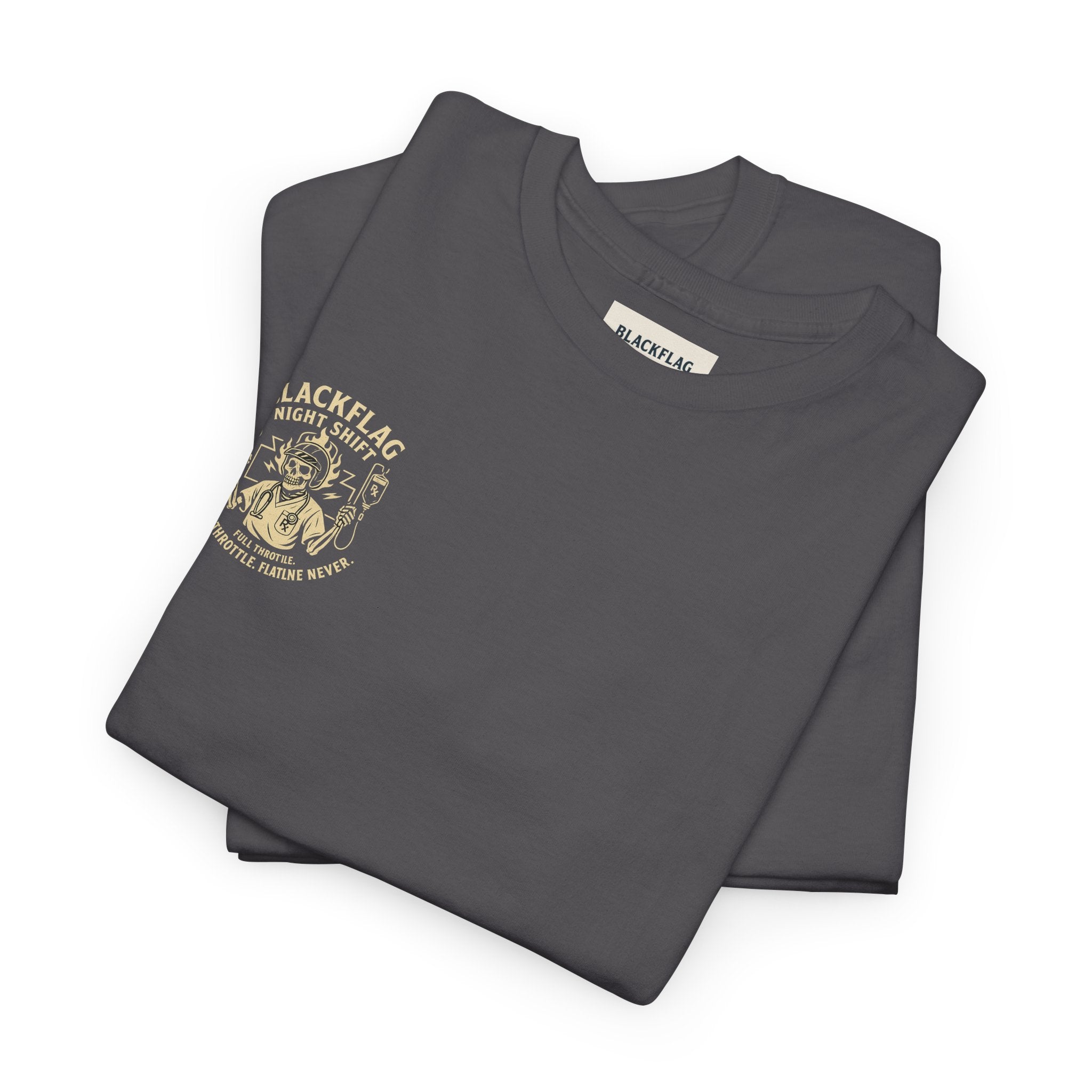 Blackflag Night Shift Unisex Tee - Full Throttle Motorcycle Shirt, Biker Apparel, Casual Wear, Gift for Riders, Vintage Style