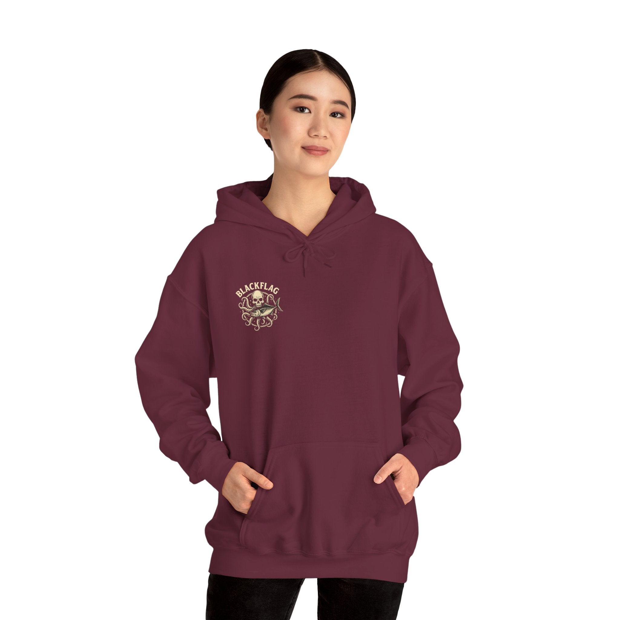 BlackFlag Skull & Octopus Hoodie, Unisex Sweatshirt, Casual Wear, Alternative Fashion, Perfect for Music Fans, Gift Idea for Festivals