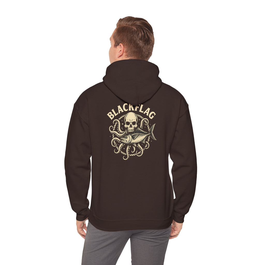 BlackFlag Skull & Octopus Hoodie, Unisex Sweatshirt, Casual Wear, Alternative Fashion, Perfect for Music Fans, Gift Idea for Festivals