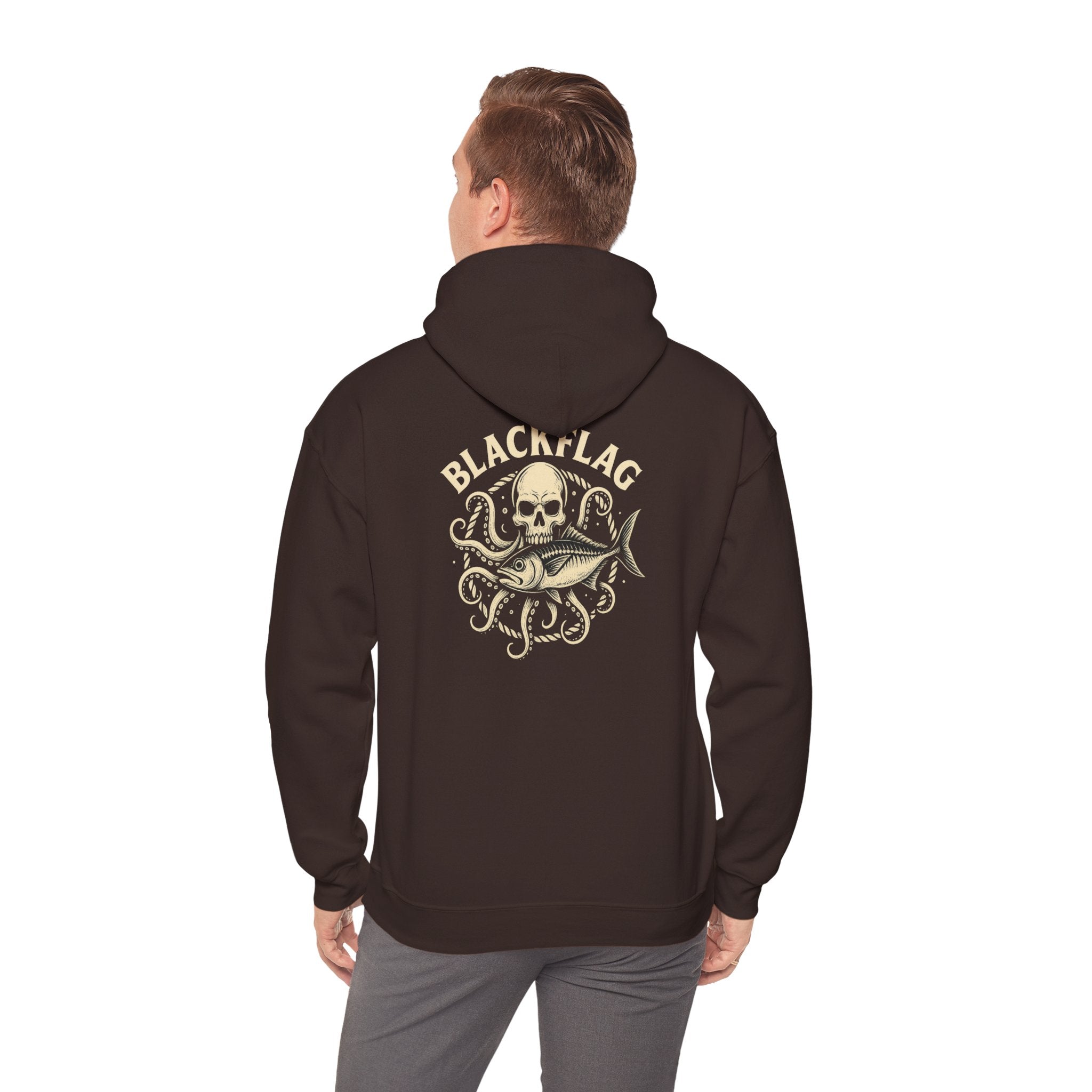 BlackFlag Skull & Octopus Hoodie, Unisex Sweatshirt, Casual Wear, Alternative Fashion, Perfect for Music Fans, Gift Idea for Festivals