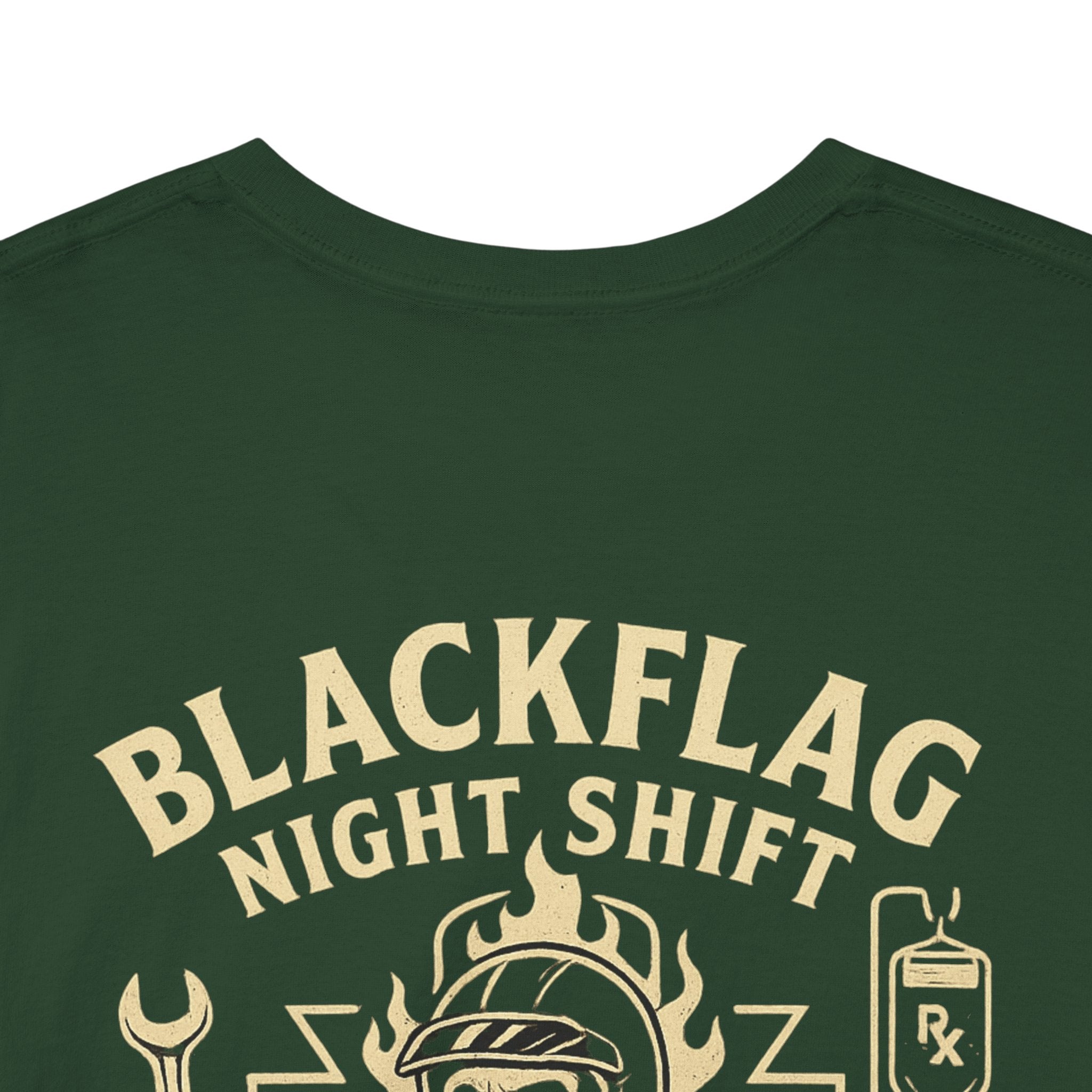 Blackflag Night Shift Unisex Tee - Full Throttle Motorcycle Shirt, Biker Apparel, Casual Wear, Gift for Riders, Vintage Style