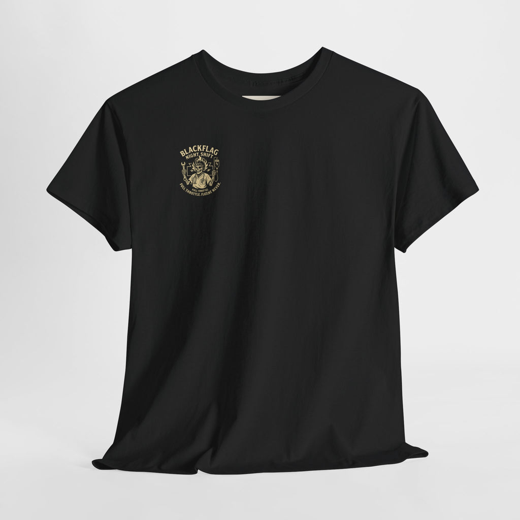Blackflag Night Shift Unisex Tee - Full Throttle Motorcycle Shirt, Biker Apparel, Casual Wear, Gift for Riders, Vintage Style