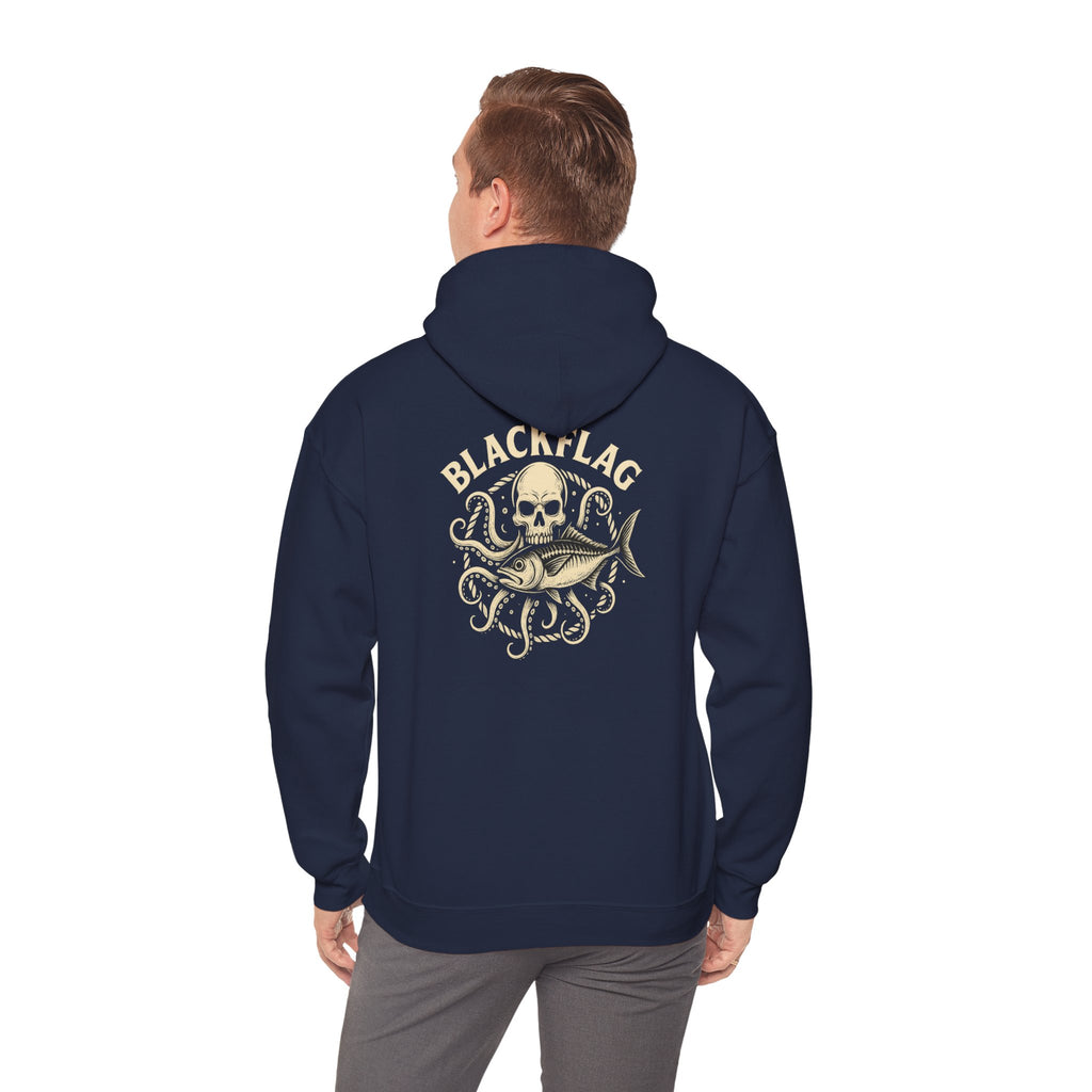 BlackFlag Skull & Octopus Hoodie, Unisex Sweatshirt, Casual Wear, Alternative Fashion, Perfect for Music Fans, Gift Idea for Festivals