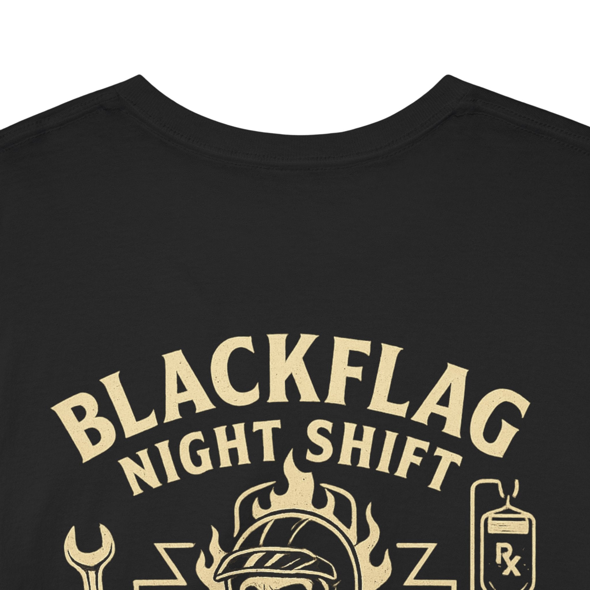 Blackflag Night Shift Unisex Tee - Full Throttle Motorcycle Shirt, Biker Apparel, Casual Wear, Gift for Riders, Vintage Style