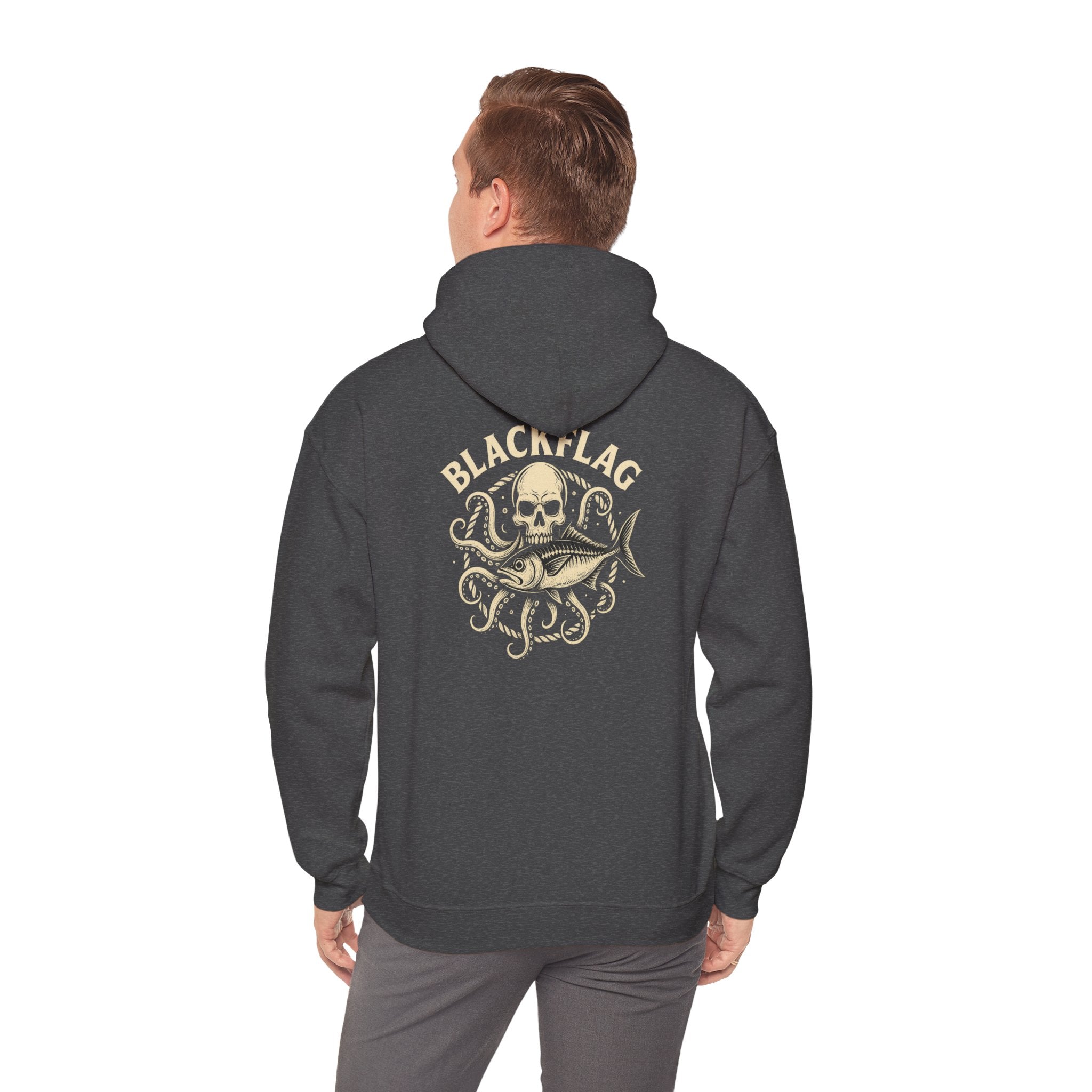 BlackFlag Skull & Octopus Hoodie, Unisex Sweatshirt, Casual Wear, Alternative Fashion, Perfect for Music Fans, Gift Idea for Festivals