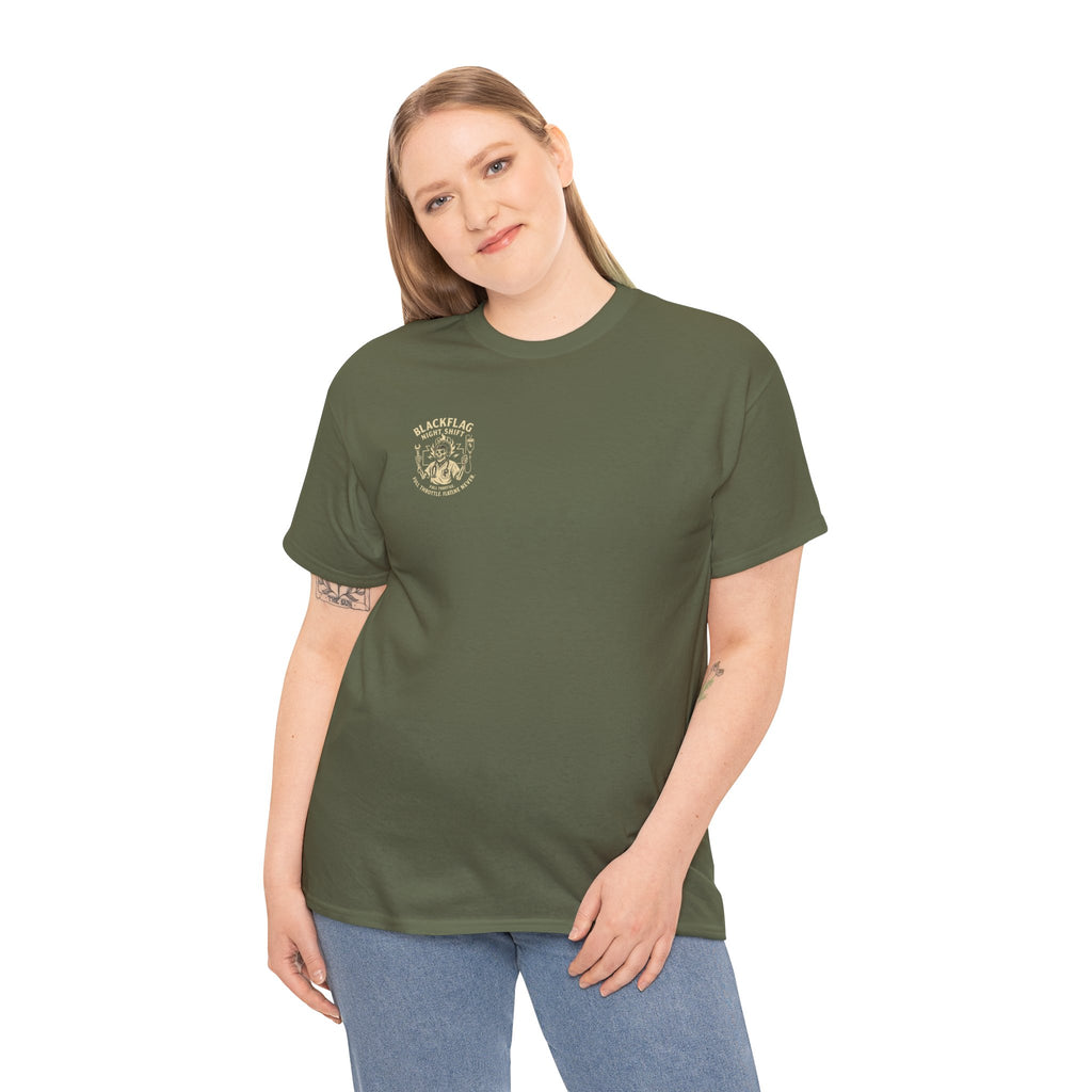 Blackflag Night Shift Unisex Tee - Full Throttle Motorcycle Shirt, Biker Apparel, Casual Wear, Gift for Riders, Vintage Style