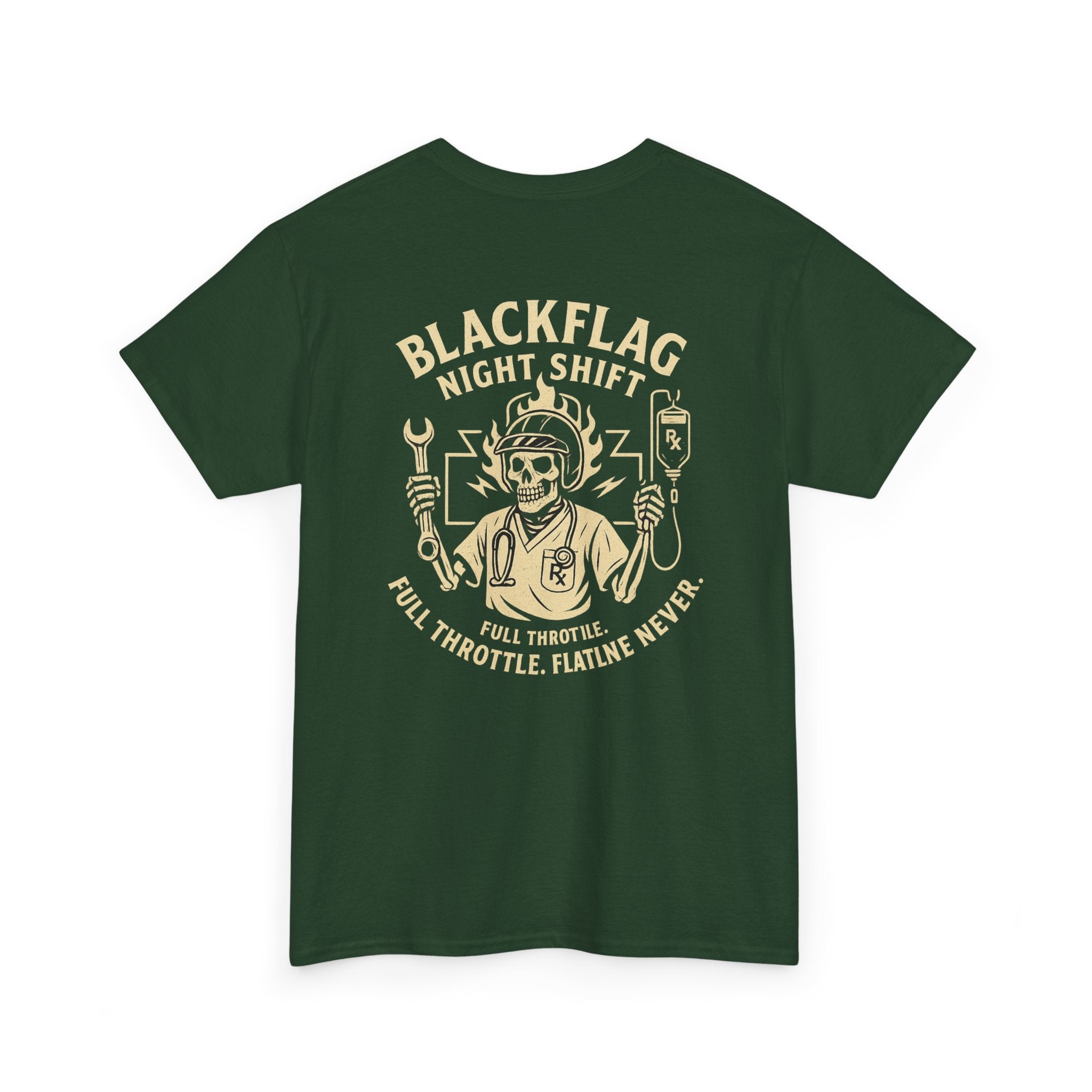 Blackflag Night Shift Unisex Tee - Full Throttle Motorcycle Shirt, Biker Apparel, Casual Wear, Gift for Riders, Vintage Style