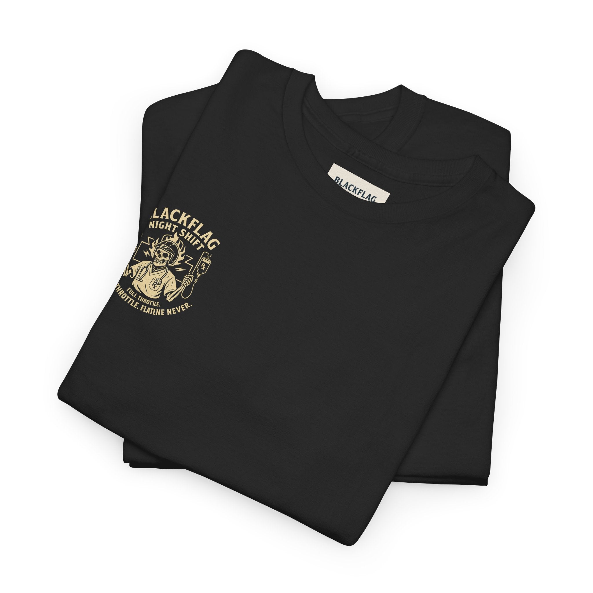 Blackflag Night Shift Unisex Tee - Full Throttle Motorcycle Shirt, Biker Apparel, Casual Wear, Gift for Riders, Vintage Style
