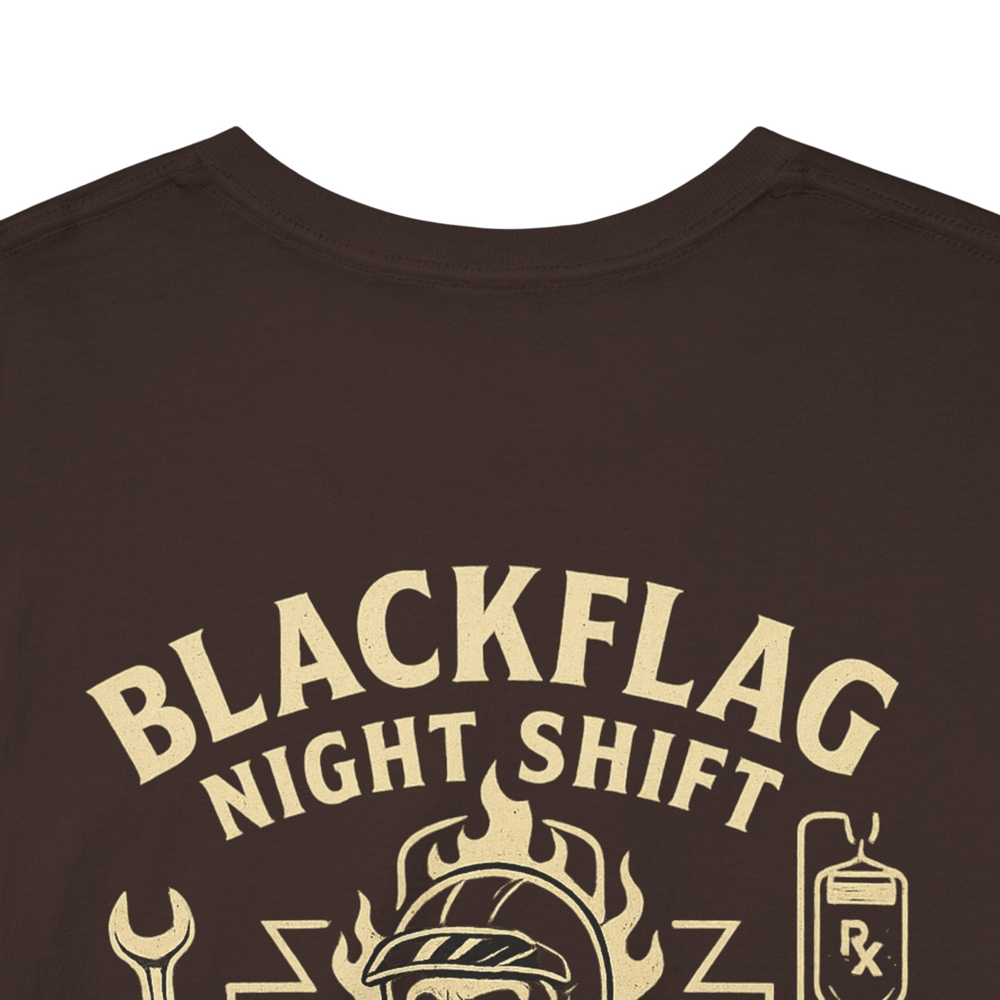 Blackflag Night Shift Unisex Tee - Full Throttle Motorcycle Shirt, Biker Apparel, Casual Wear, Gift for Riders, Vintage Style