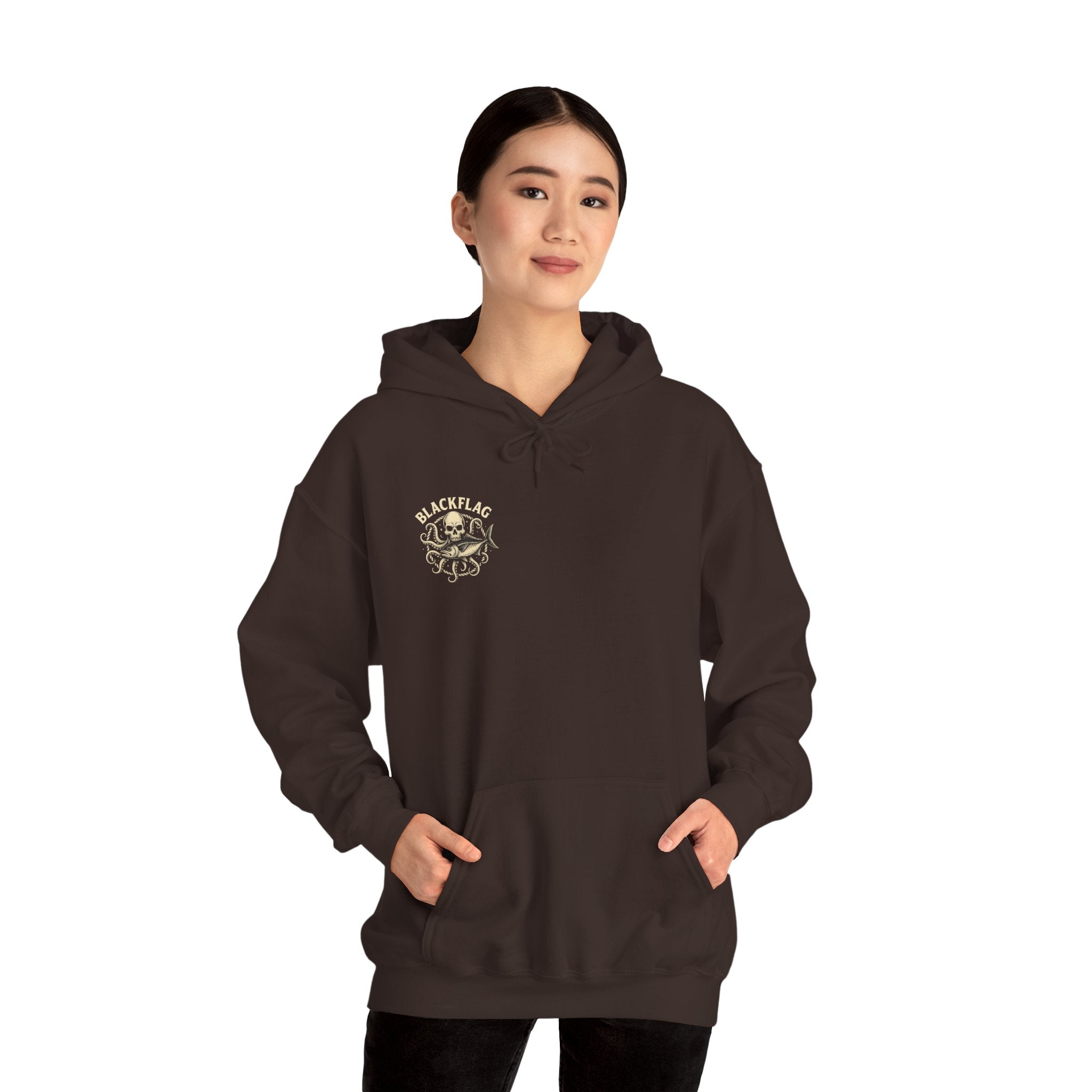 BlackFlag Skull & Octopus Hoodie, Unisex Sweatshirt, Casual Wear, Alternative Fashion, Perfect for Music Fans, Gift Idea for Festivals