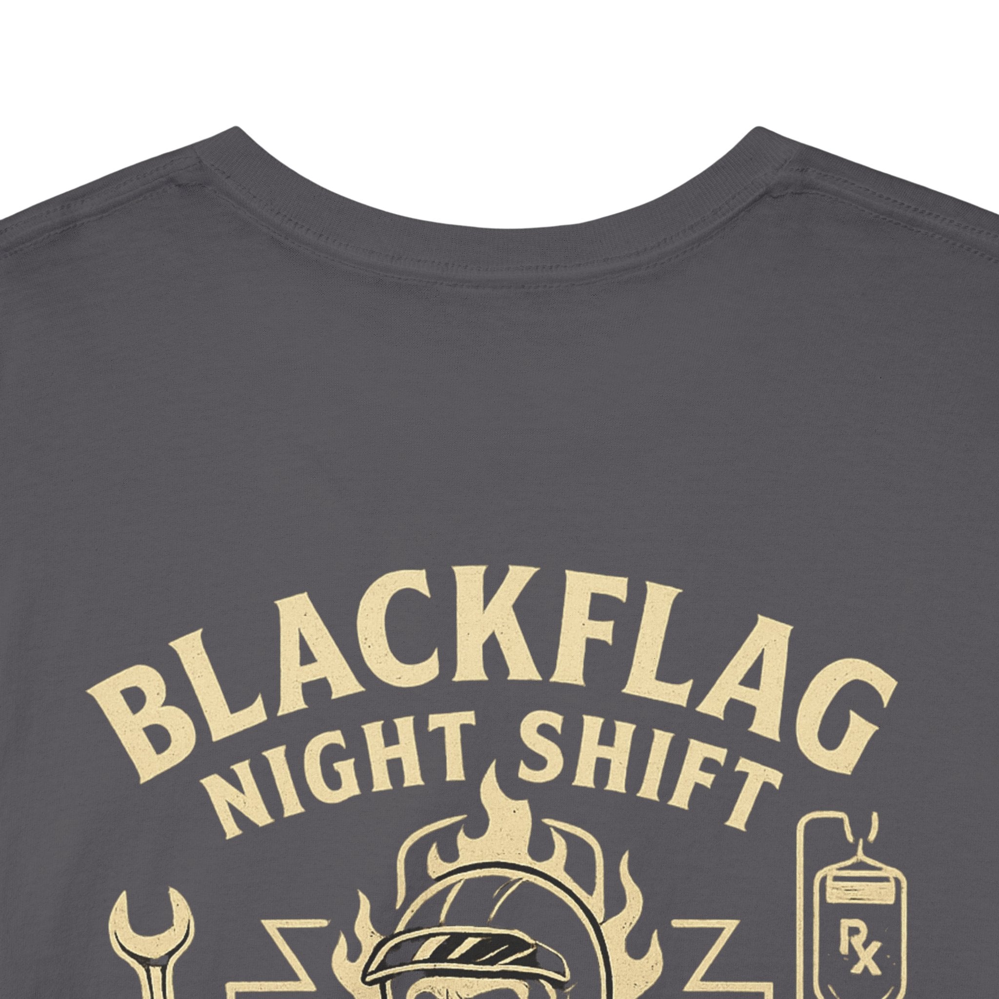 Blackflag Night Shift Unisex Tee - Full Throttle Motorcycle Shirt, Biker Apparel, Casual Wear, Gift for Riders, Vintage Style