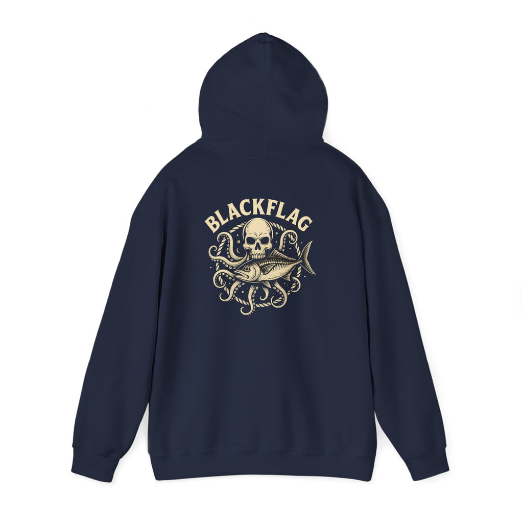 BlackFlag Skull & Octopus Hoodie, Unisex Sweatshirt, Casual Wear, Alternative Fashion, Perfect for Music Fans, Gift Idea for Festivals