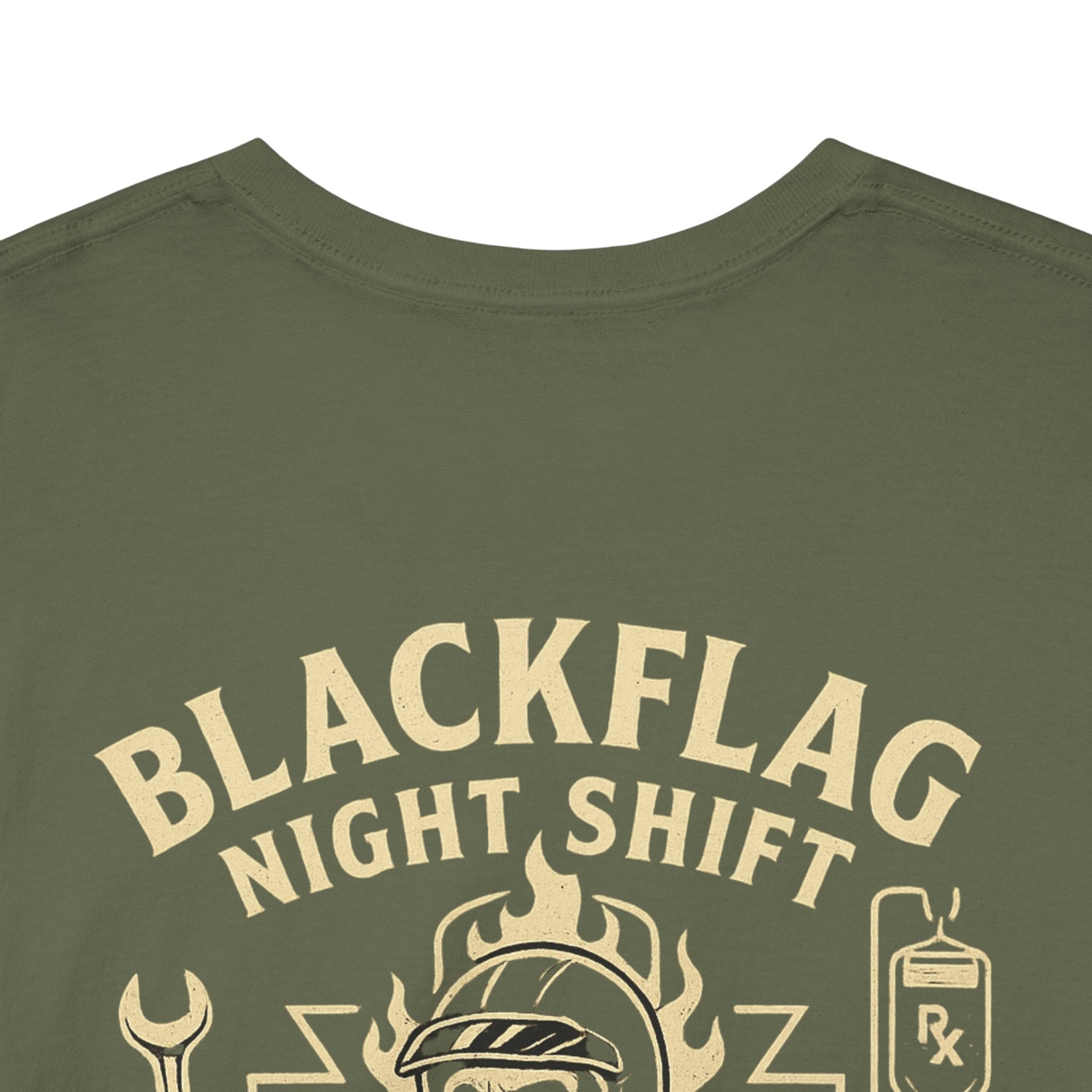 Blackflag Night Shift Unisex Tee - Full Throttle Motorcycle Shirt, Biker Apparel, Casual Wear, Gift for Riders, Vintage Style