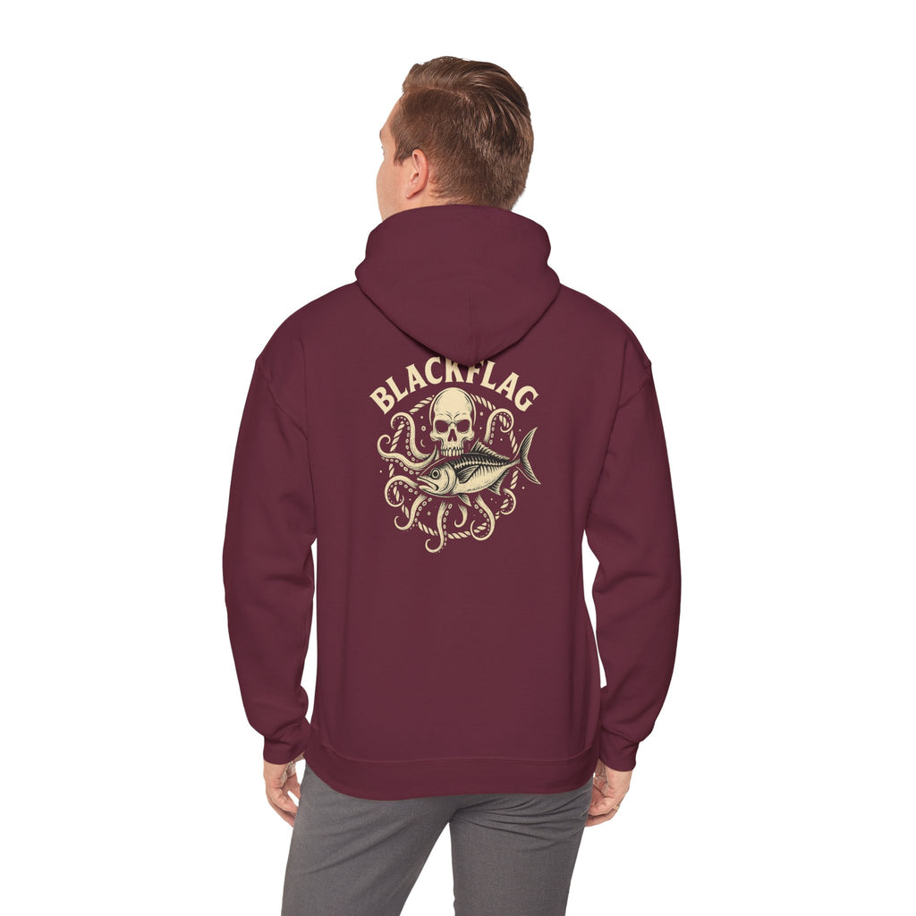 BlackFlag Skull & Octopus Hoodie, Unisex Sweatshirt, Casual Wear, Alternative Fashion, Perfect for Music Fans, Gift Idea for Festivals