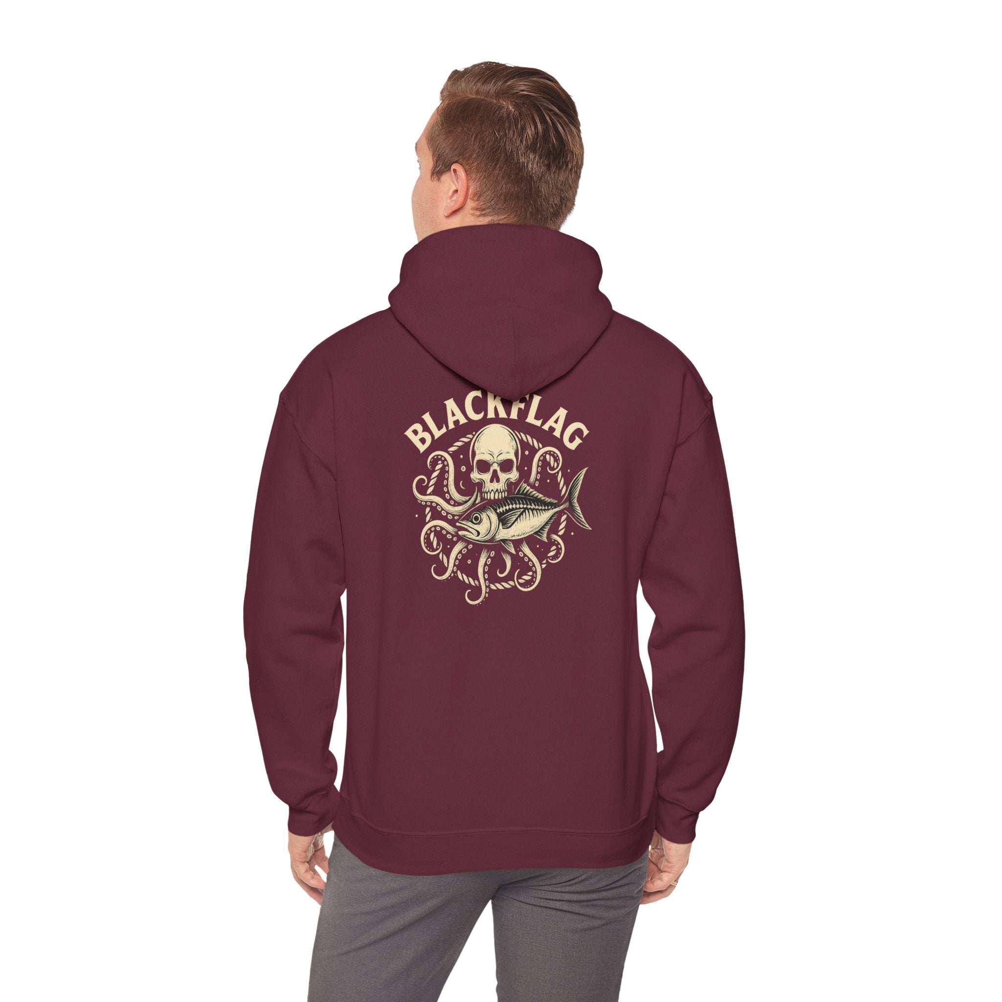 BlackFlag Skull & Octopus Hoodie, Unisex Sweatshirt, Casual Wear, Alternative Fashion, Perfect for Music Fans, Gift Idea for Festivals