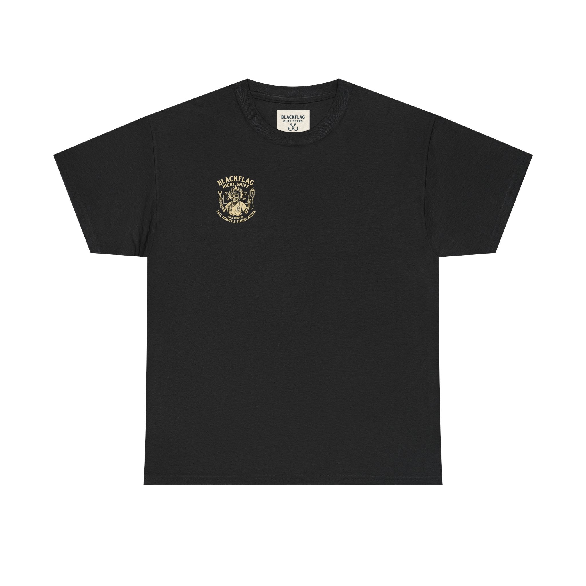 Blackflag Night Shift Unisex Tee - Full Throttle Motorcycle Shirt, Biker Apparel, Casual Wear, Gift for Riders, Vintage Style