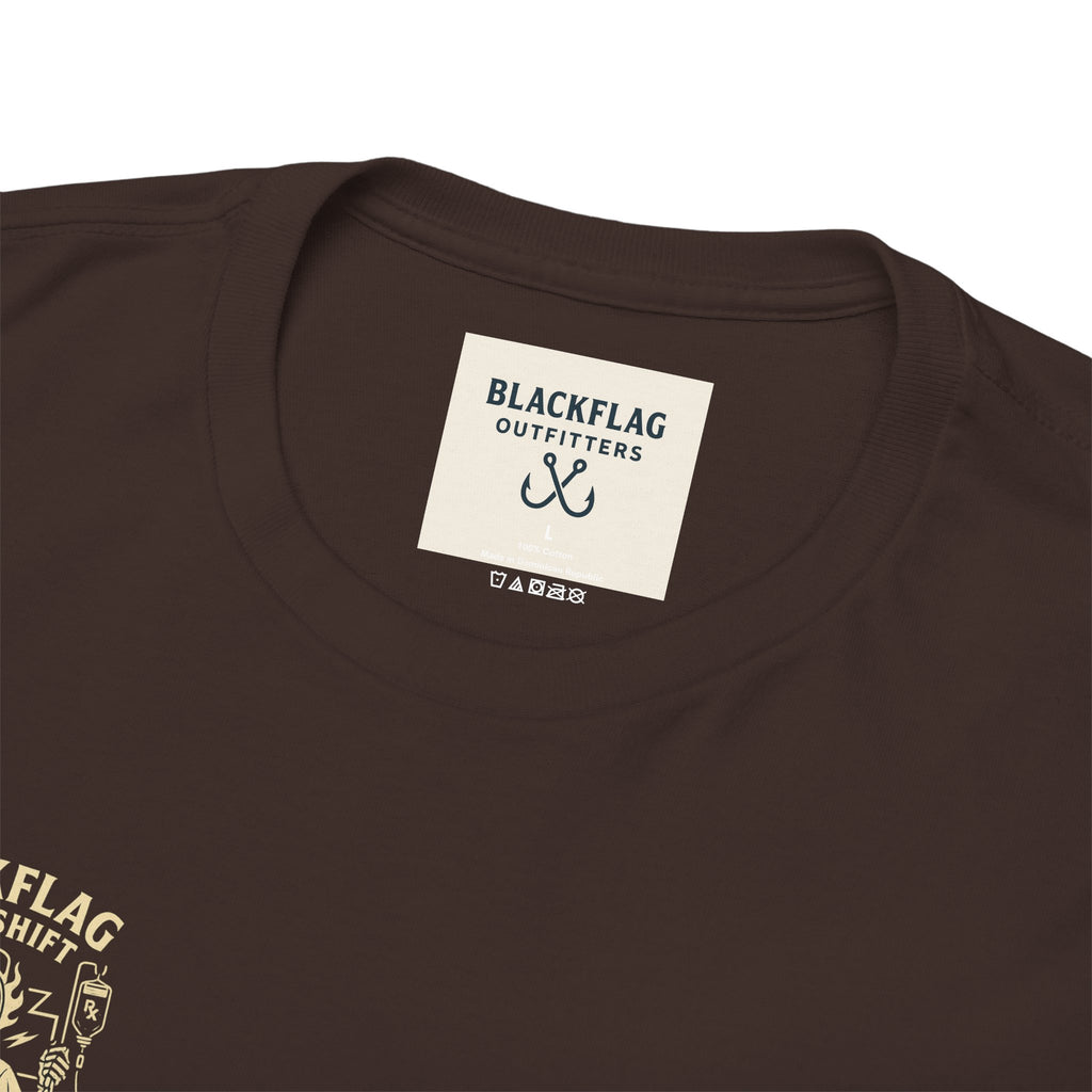 Blackflag Night Shift Unisex Tee - Full Throttle Motorcycle Shirt, Biker Apparel, Casual Wear, Gift for Riders, Vintage Style