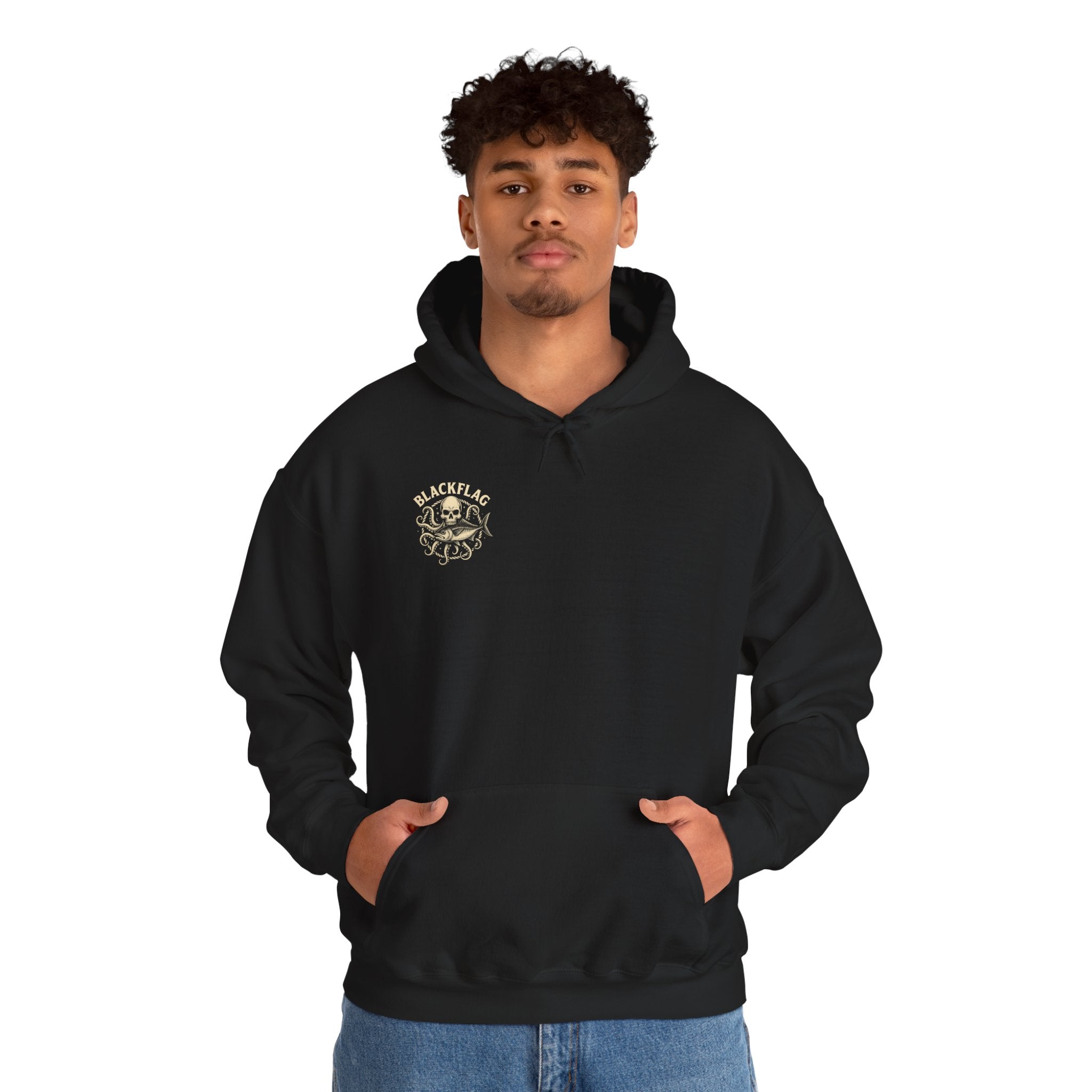 BlackFlag Skull & Octopus Hoodie, Unisex Sweatshirt, Casual Wear, Alternative Fashion, Perfect for Music Fans, Gift Idea for Festivals