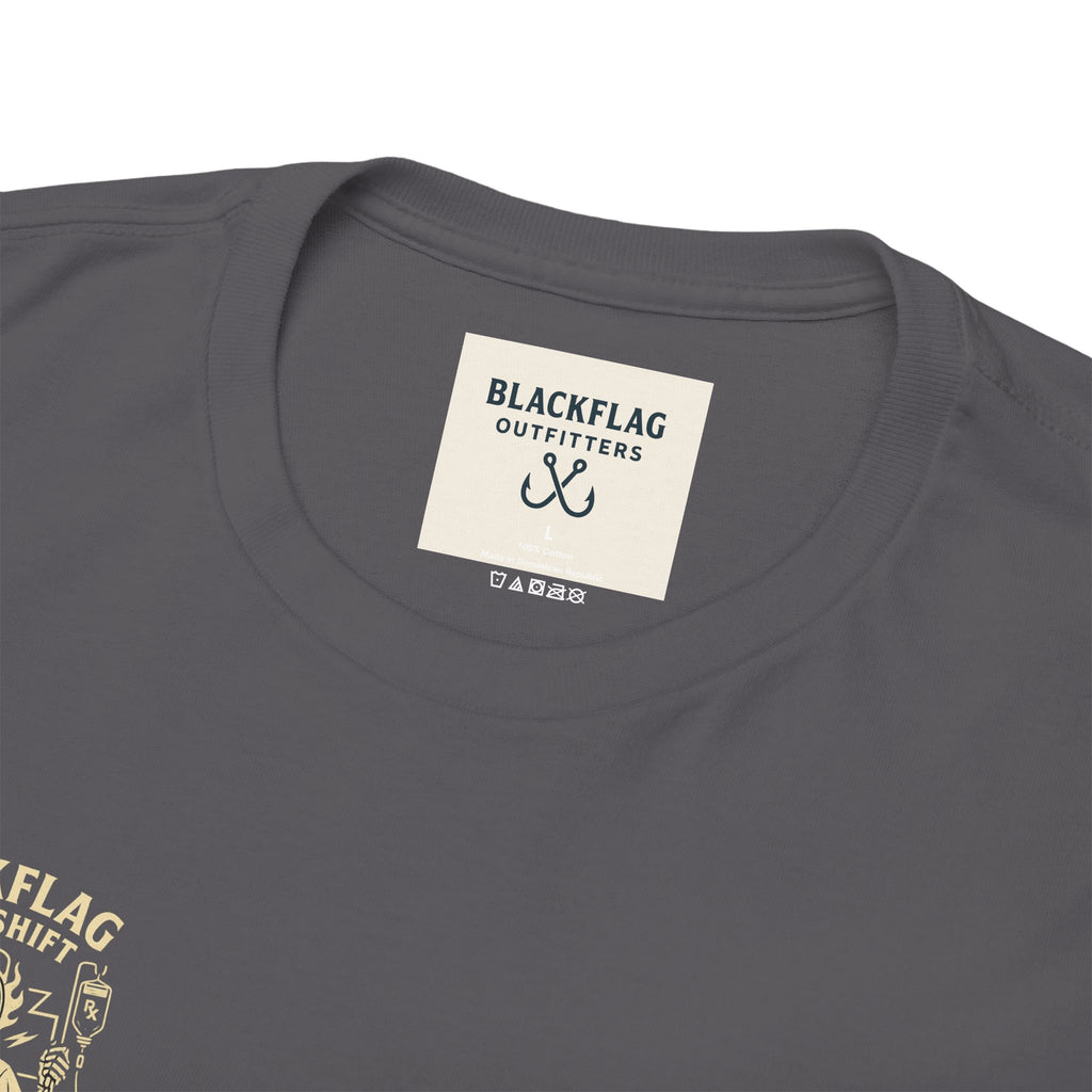 Blackflag Night Shift Unisex Tee - Full Throttle Motorcycle Shirt, Biker Apparel, Casual Wear, Gift for Riders, Vintage Style