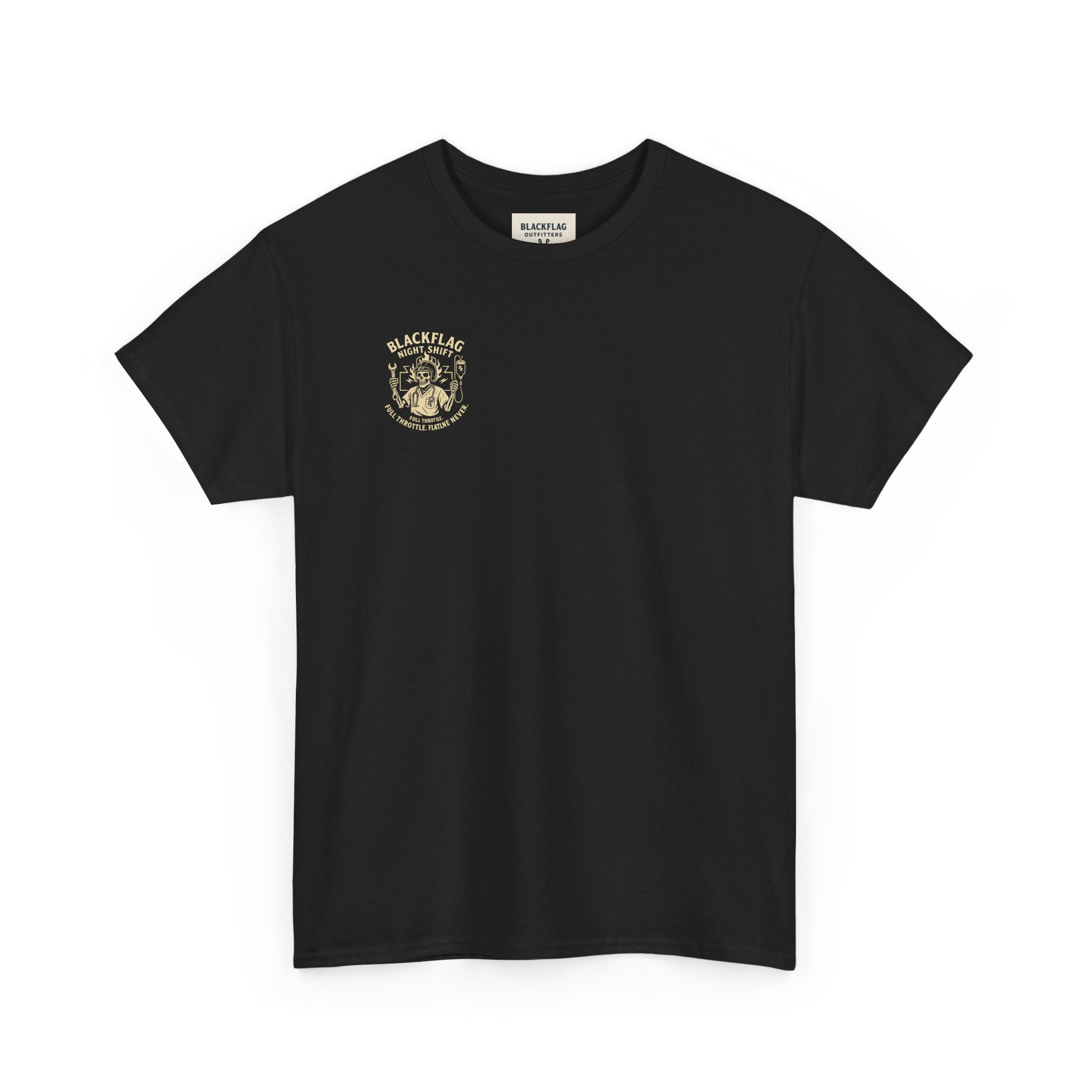 Blackflag Night Shift Unisex Tee - Full Throttle Motorcycle Shirt, Biker Apparel, Casual Wear, Gift for Riders, Vintage Style