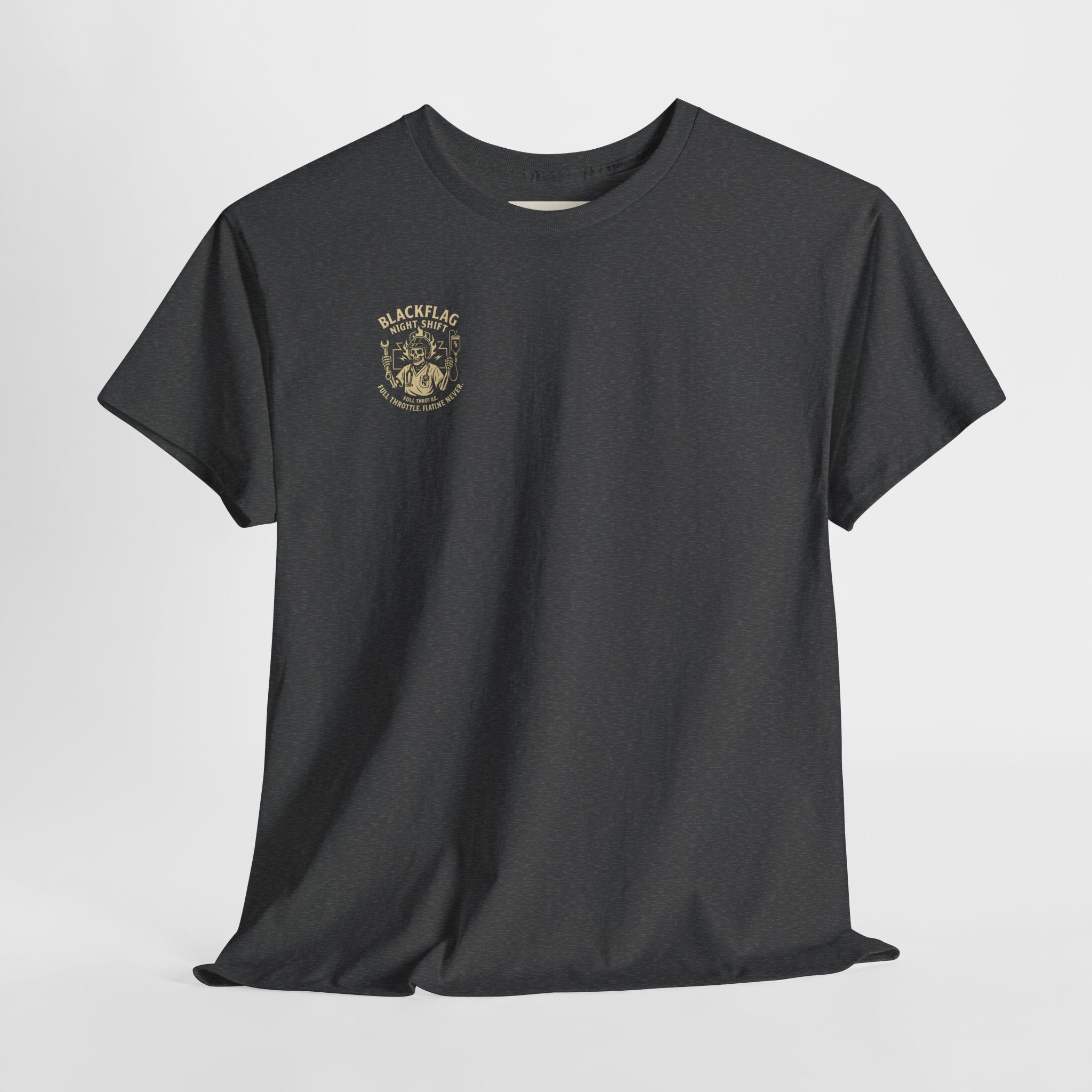 Blackflag Night Shift Unisex Tee - Full Throttle Motorcycle Shirt, Biker Apparel, Casual Wear, Gift for Riders, Vintage Style
