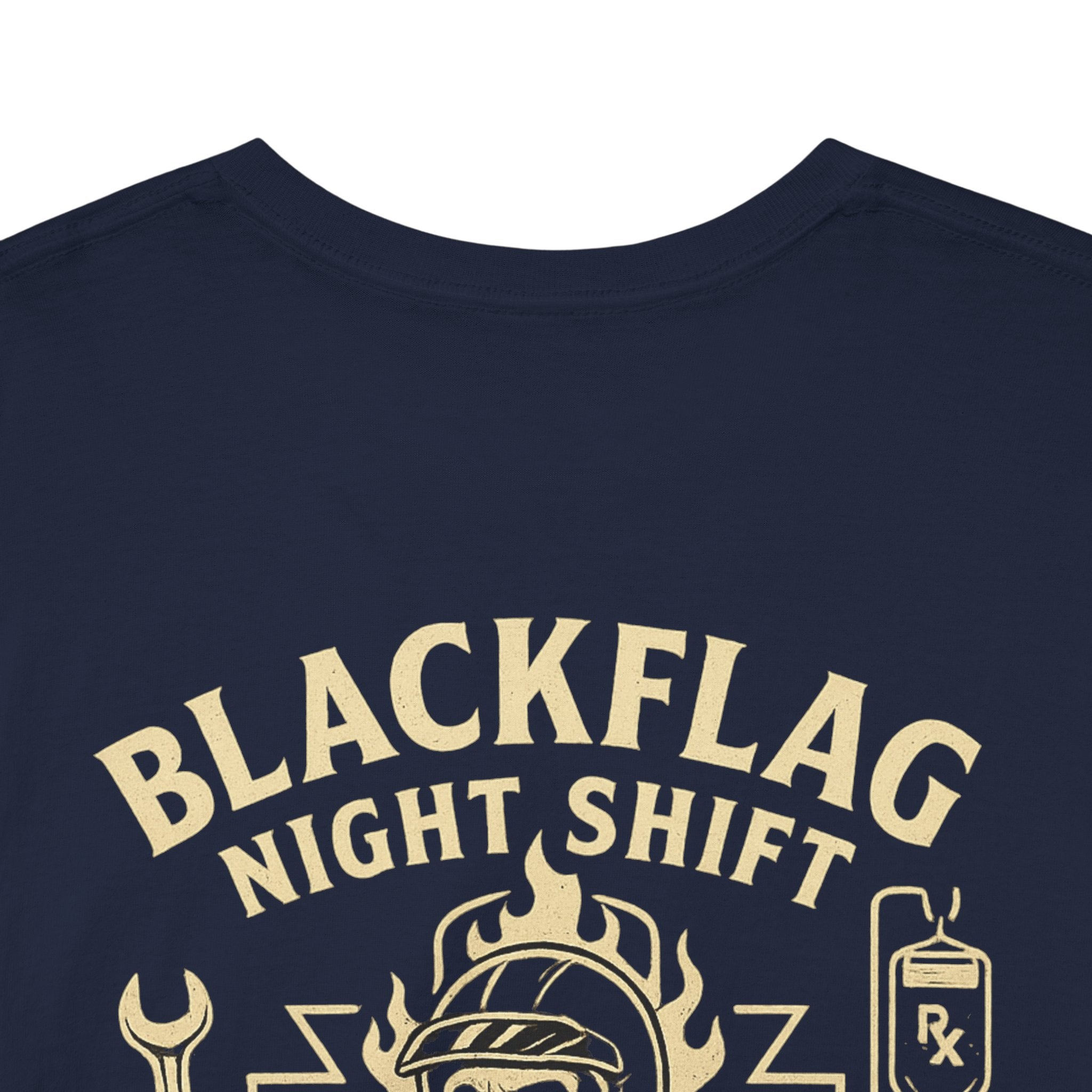 Blackflag Night Shift Unisex Tee - Full Throttle Motorcycle Shirt, Biker Apparel, Casual Wear, Gift for Riders, Vintage Style