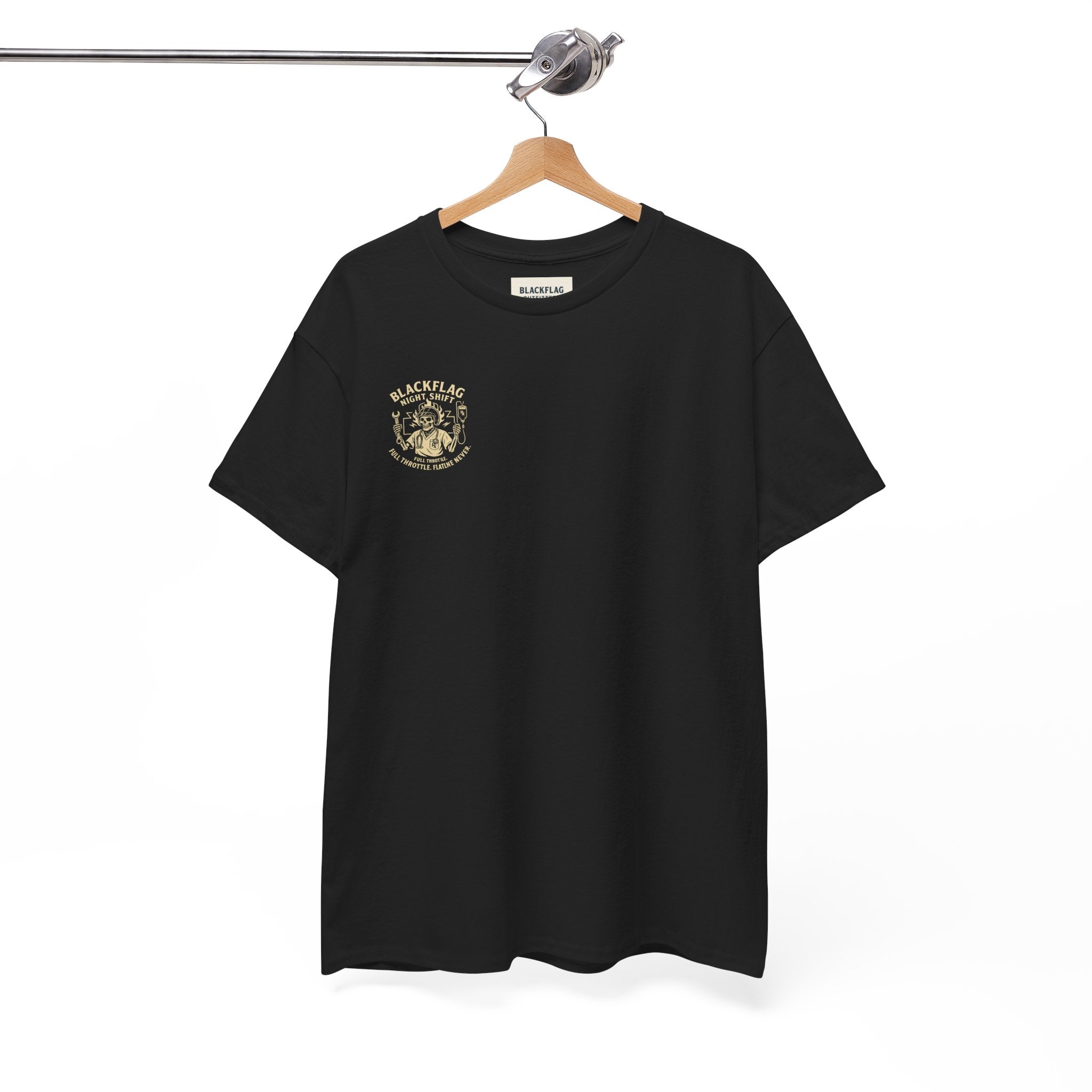 Blackflag Night Shift Unisex Tee - Full Throttle Motorcycle Shirt, Biker Apparel, Casual Wear, Gift for Riders, Vintage Style