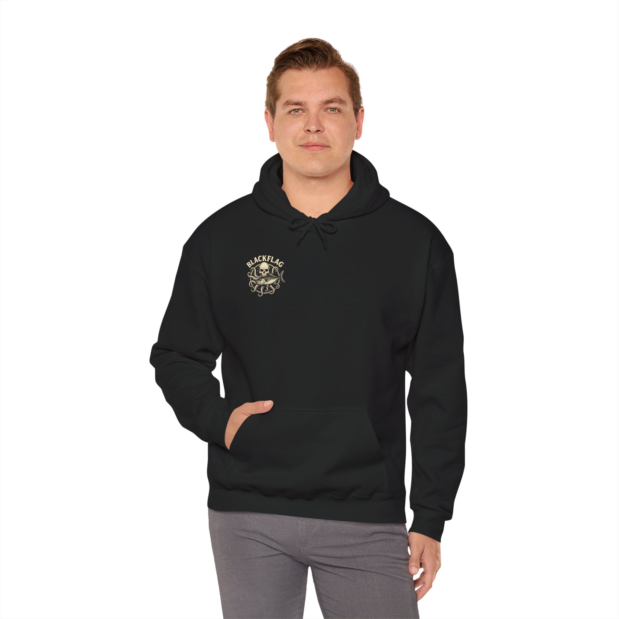 BlackFlag Skull & Octopus Hoodie, Unisex Sweatshirt, Casual Wear, Alternative Fashion, Perfect for Music Fans, Gift Idea for Festivals