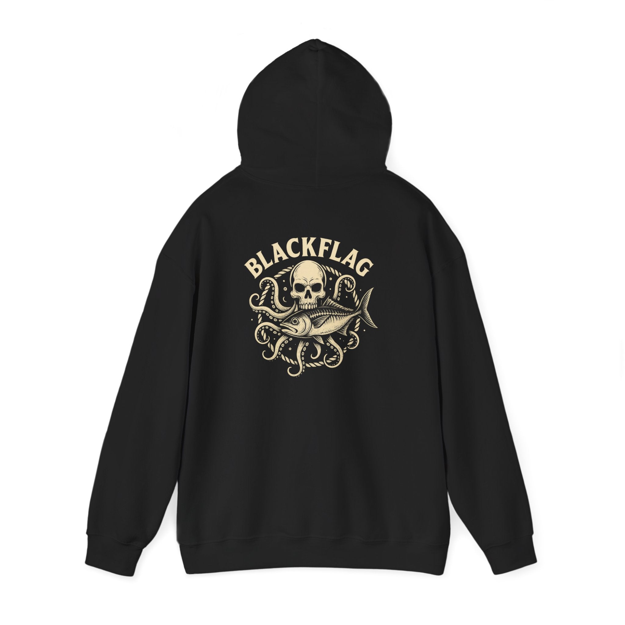 BlackFlag Skull & Octopus Hoodie, Unisex Sweatshirt, Casual Wear, Alternative Fashion, Perfect for Music Fans, Gift Idea for Festivals