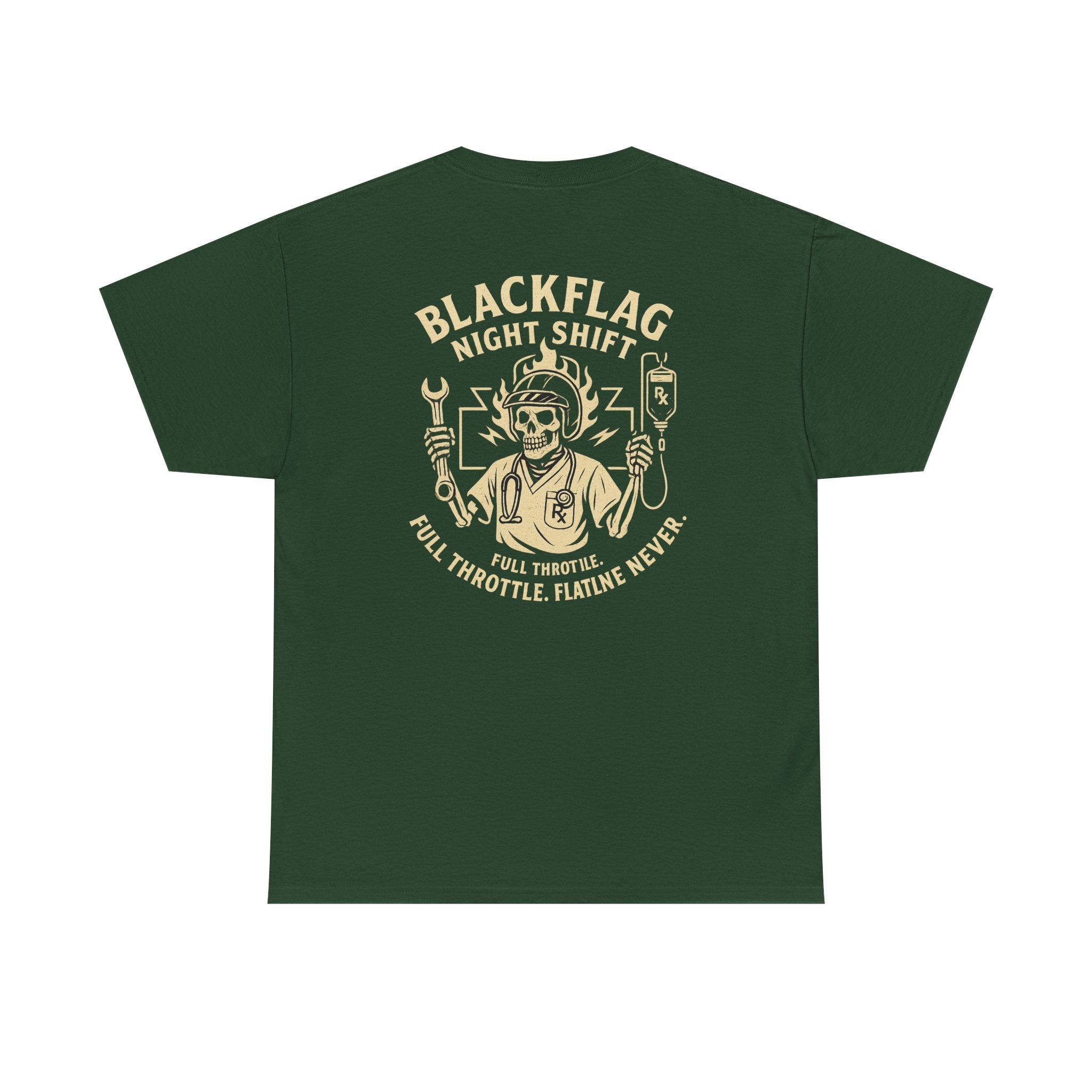 Blackflag Night Shift Unisex Tee - Full Throttle Motorcycle Shirt, Biker Apparel, Casual Wear, Gift for Riders, Vintage Style
